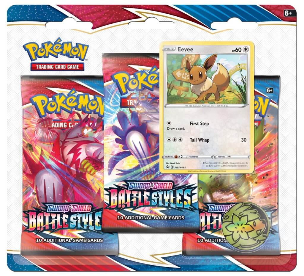 Assorted Styles: 3 Booster Blister Pack of Pokemon TCG Sword & Shield Battle Styles
