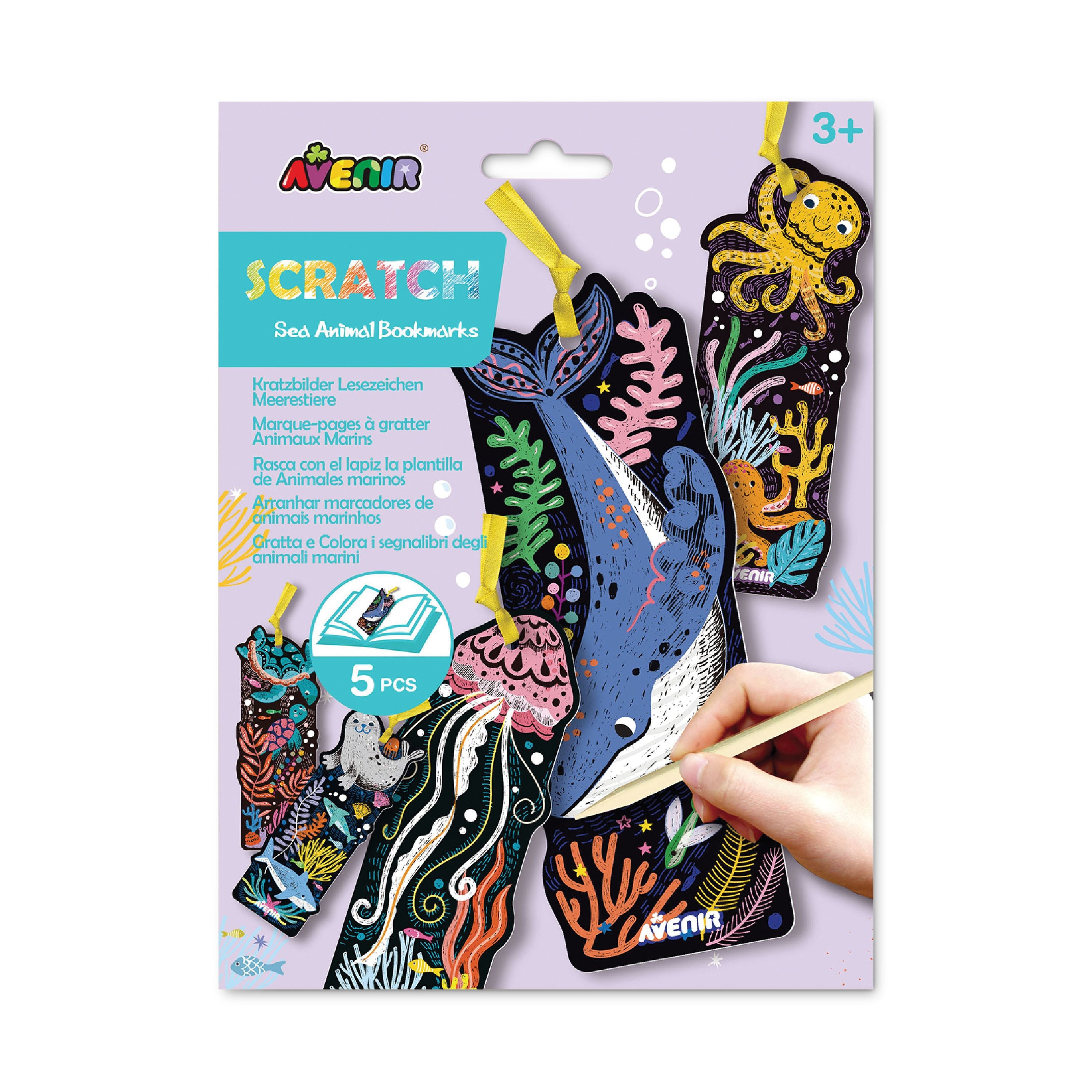 Customizable Sea Animal Scratch Bookmarks for Kids Aged 3 and Up