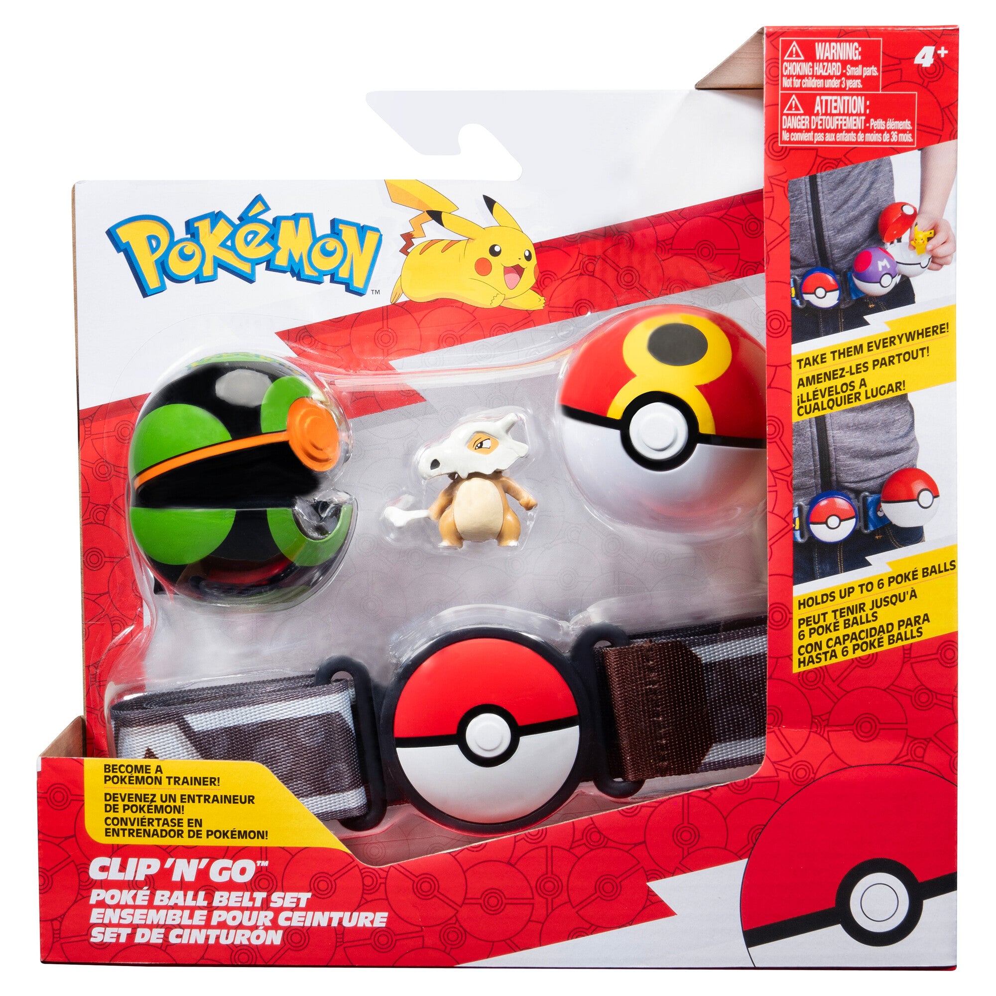 Adjustable Pokemon Clip N Go Poke Ball Belt Set with Repeat & Dusk Balls and Cubone Figure