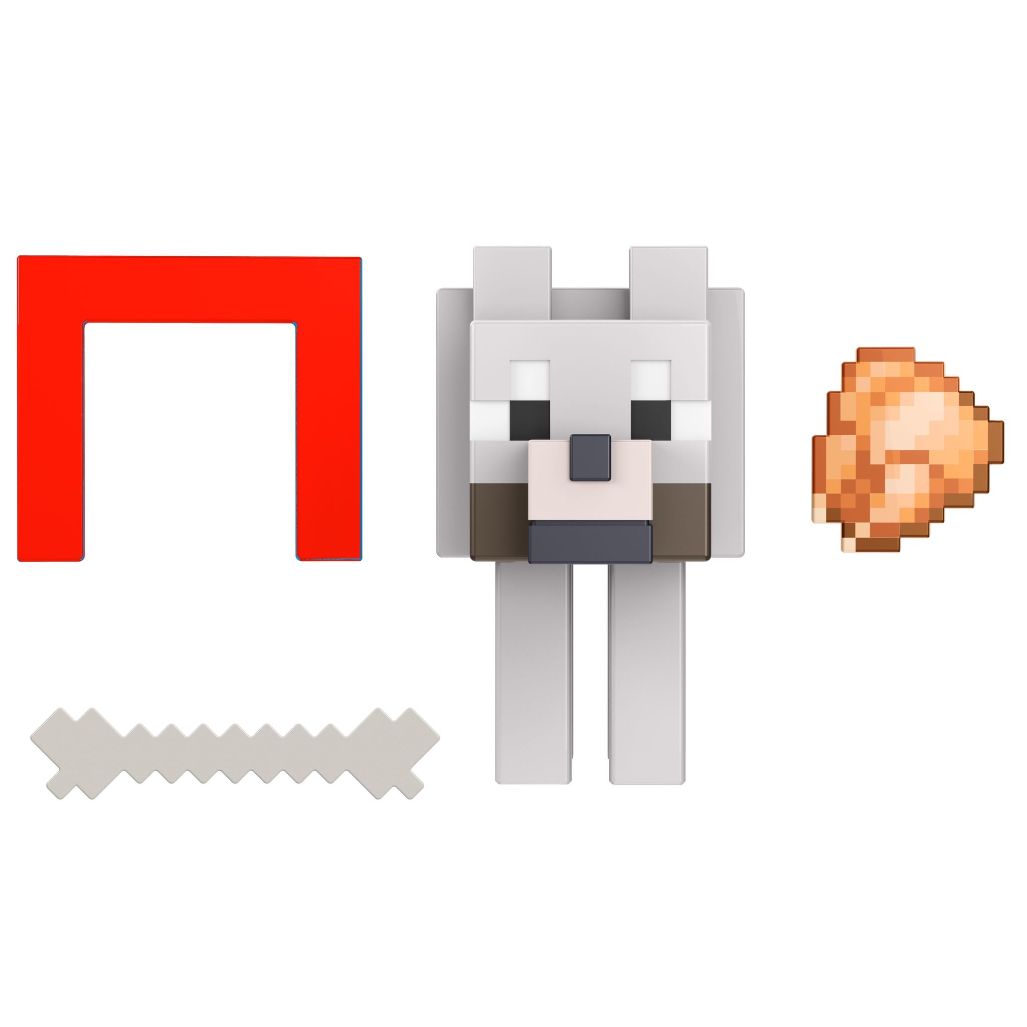 3.25-Inch Authentic Pixelated Tamed Wolf Figure from Minecraft