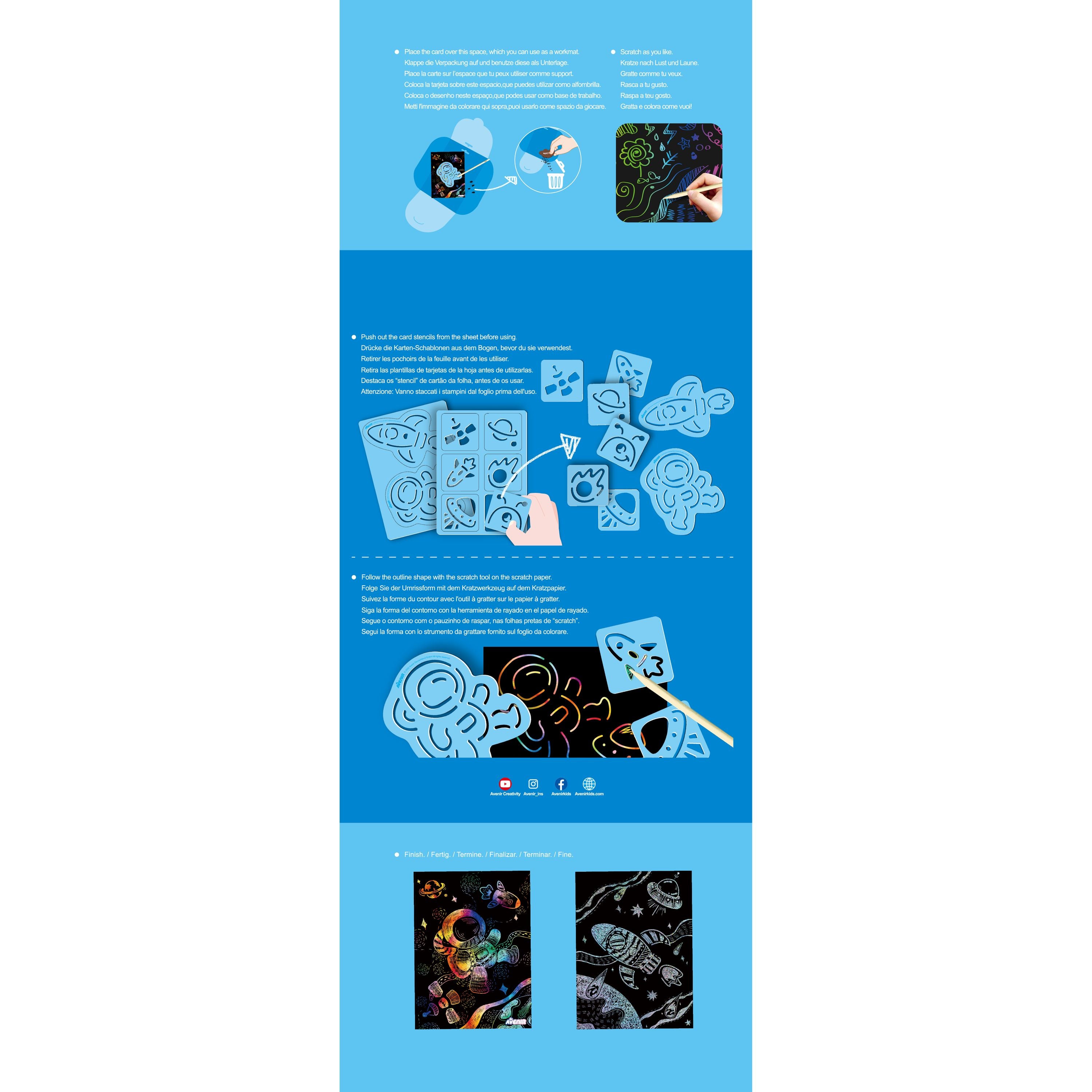 Amazing Space Scratch Drawing Kit with 8 Space-themed Stencils - Great for Kids!