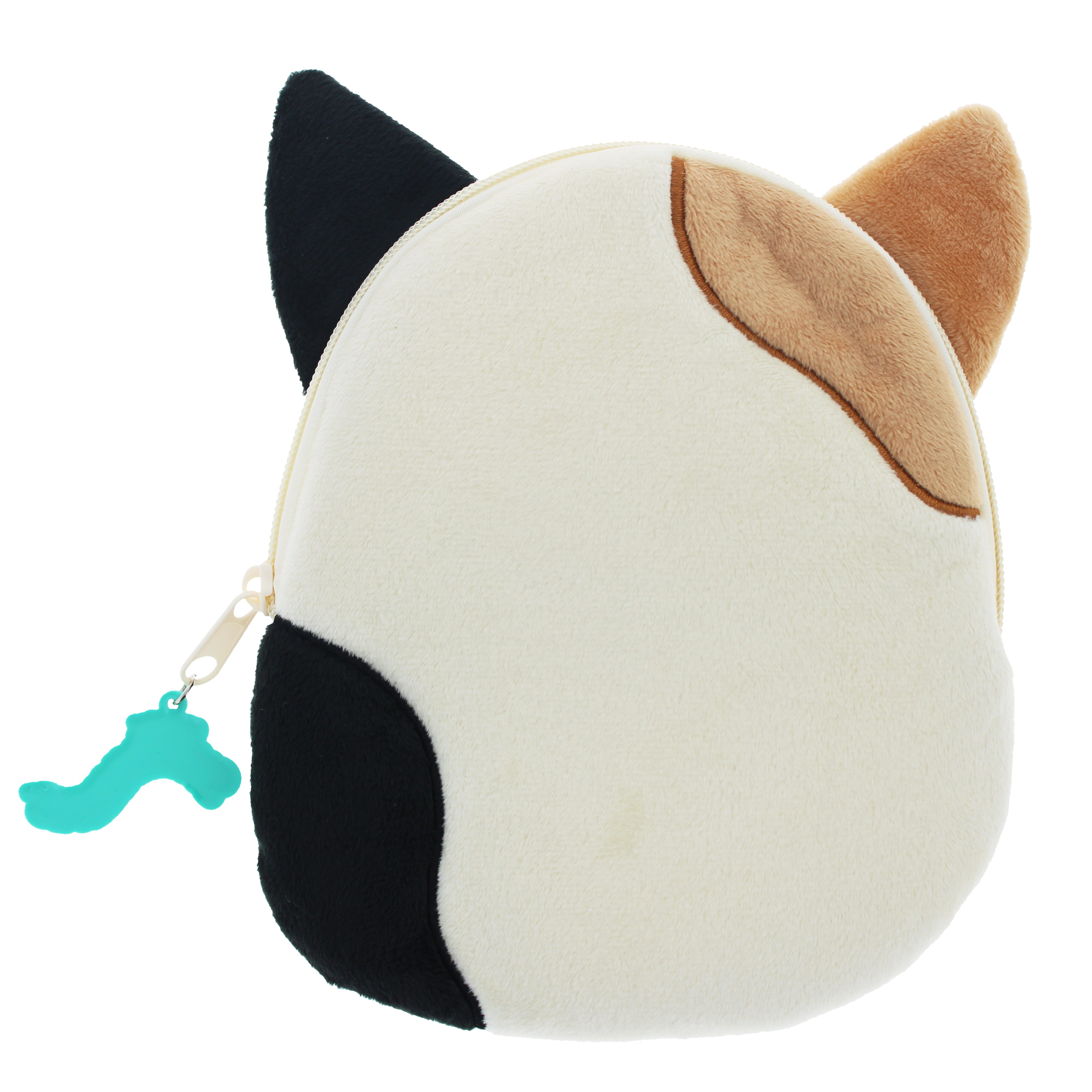 Adorable Squishmallows 3D Ears Zip - Pull Plush Pencil Case with Cam Calico Cat Design