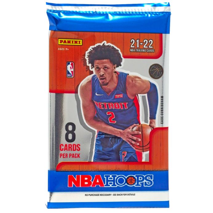 2021 - 22 Panini NBA Hoops Basketball 8 - Card Trading Card Booster Pack