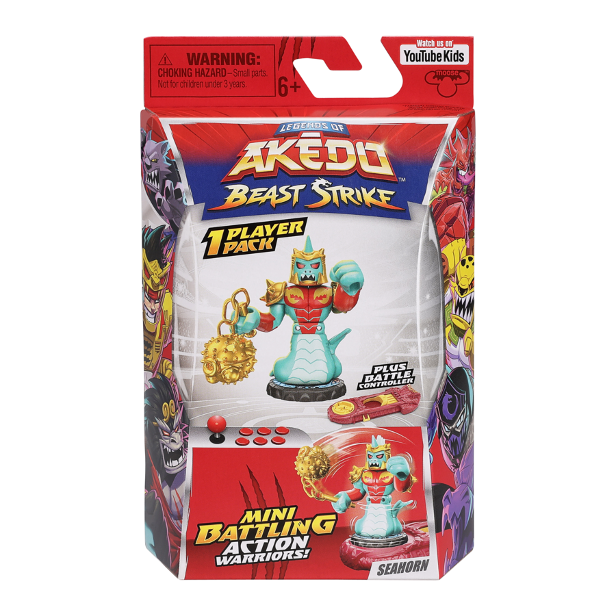 Akedo Beast Strike 1 Player Pack + Battle Controller - Seahorn: Exclusive Collectible!