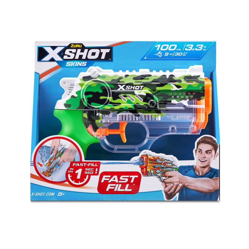 ZURU X Shot Nano Fast Fill Jungle Camo Water Blaster for Quick Summer Fun