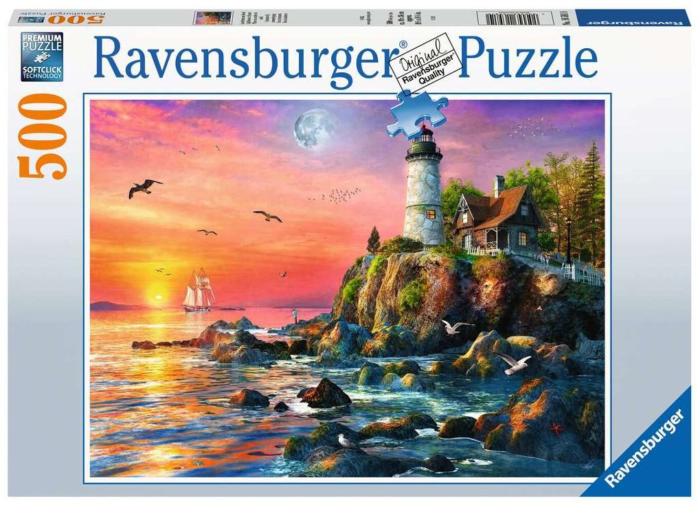 Ravensburger 500-Piece Sunset Lighthouse Coastal Puzzle