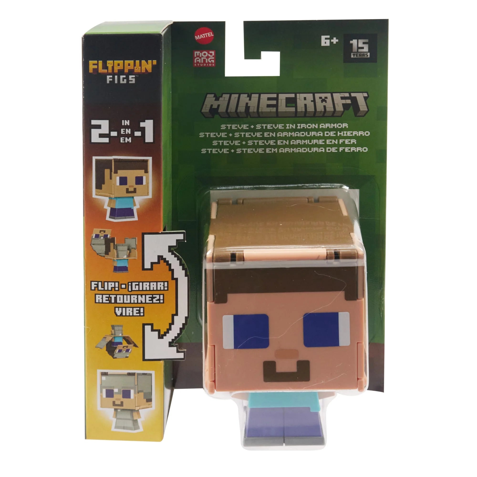Hot Sale! Minecraft Flippin' Figs - Collectible Steve and Steve in Iron Armor Figures