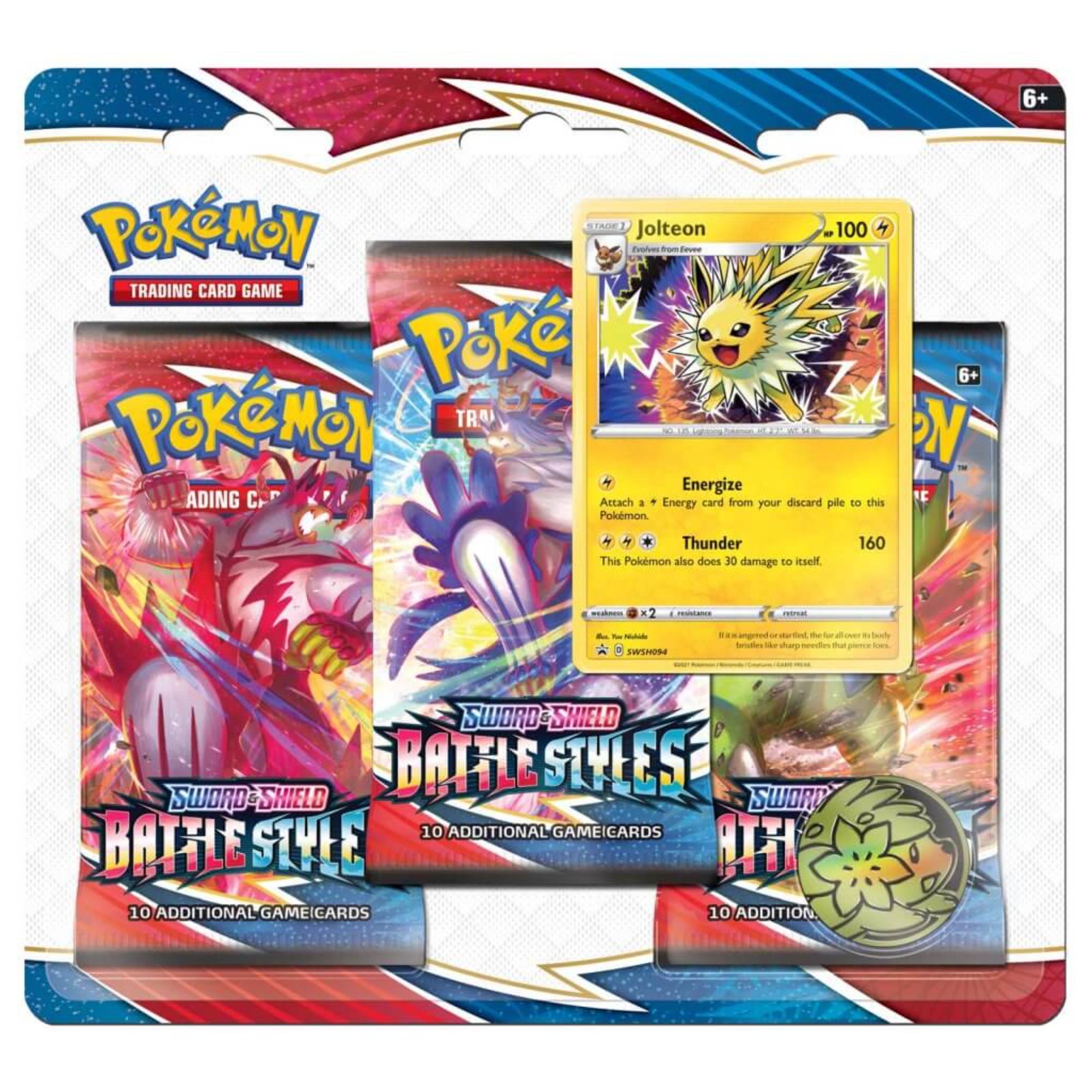 Assorted Styles: 3 Booster Blister Pack of Pokemon TCG Sword & Shield Battle Styles