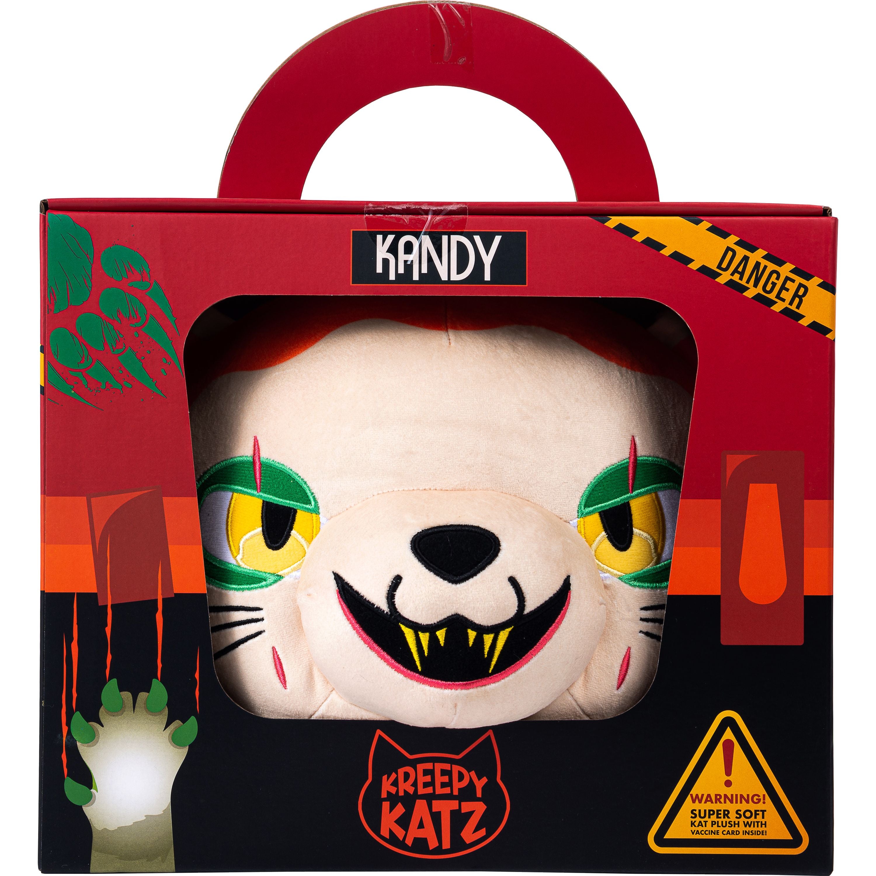 Limited Offer! 30cm Kreepy Katz Plush Toy in Branded Cardboard Cat Carrier - Kandy