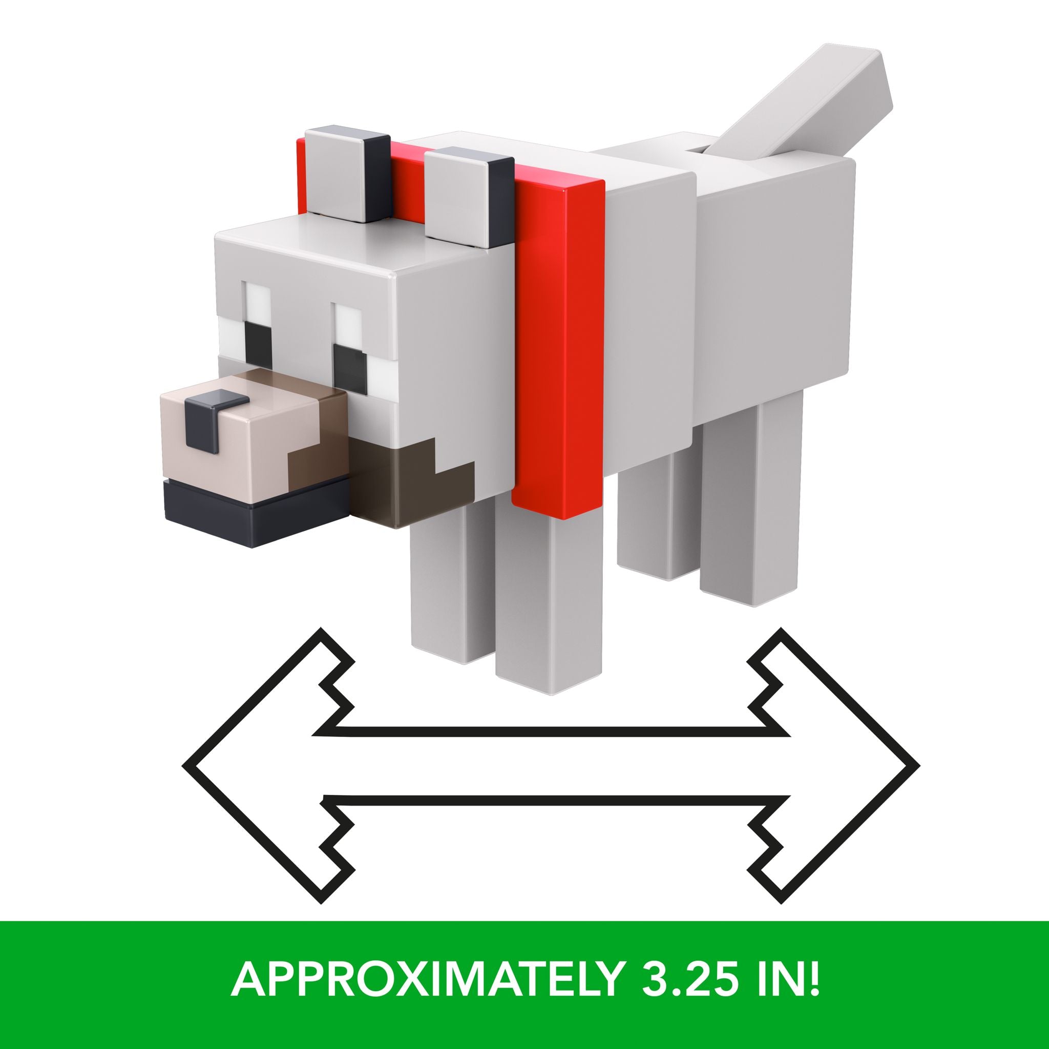 3.25-Inch Authentic Pixelated Tamed Wolf Figure from Minecraft