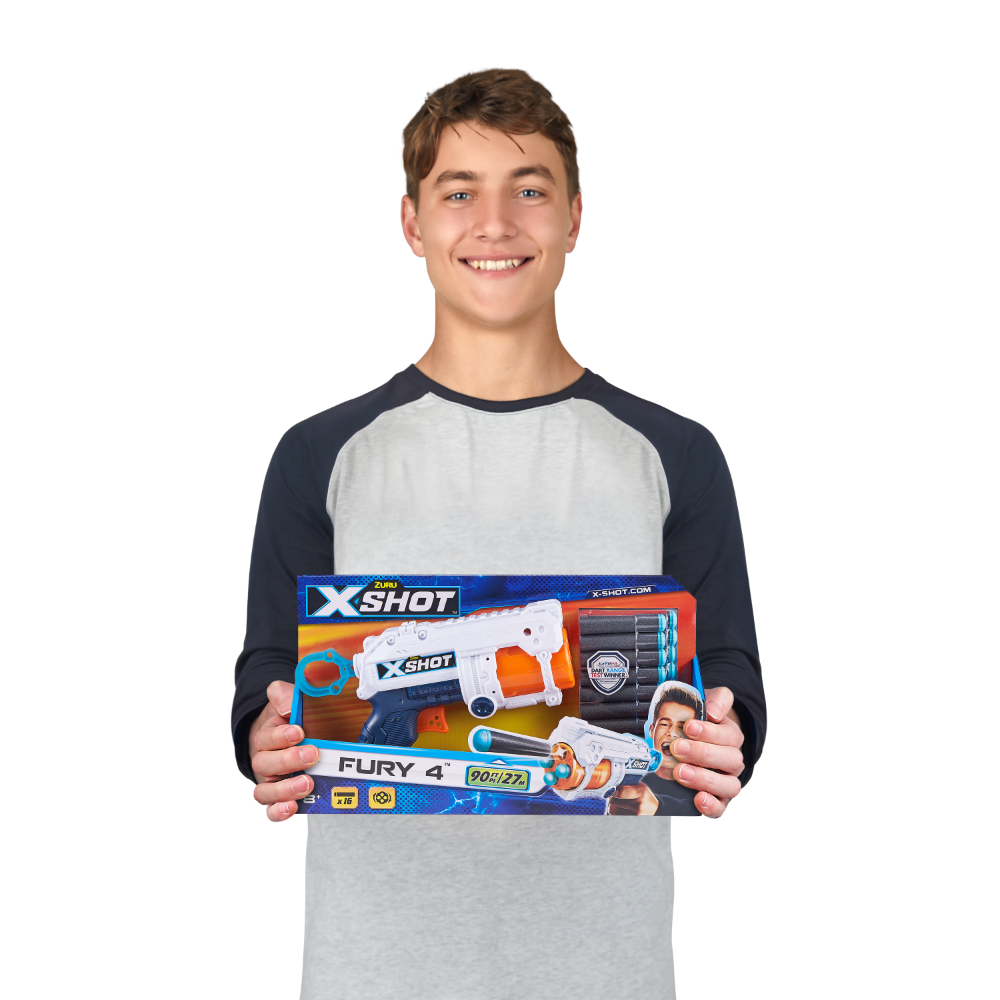ZURU X Shot Excel Fury 4 Blaster - 16 Darts Included, Fast Firing!