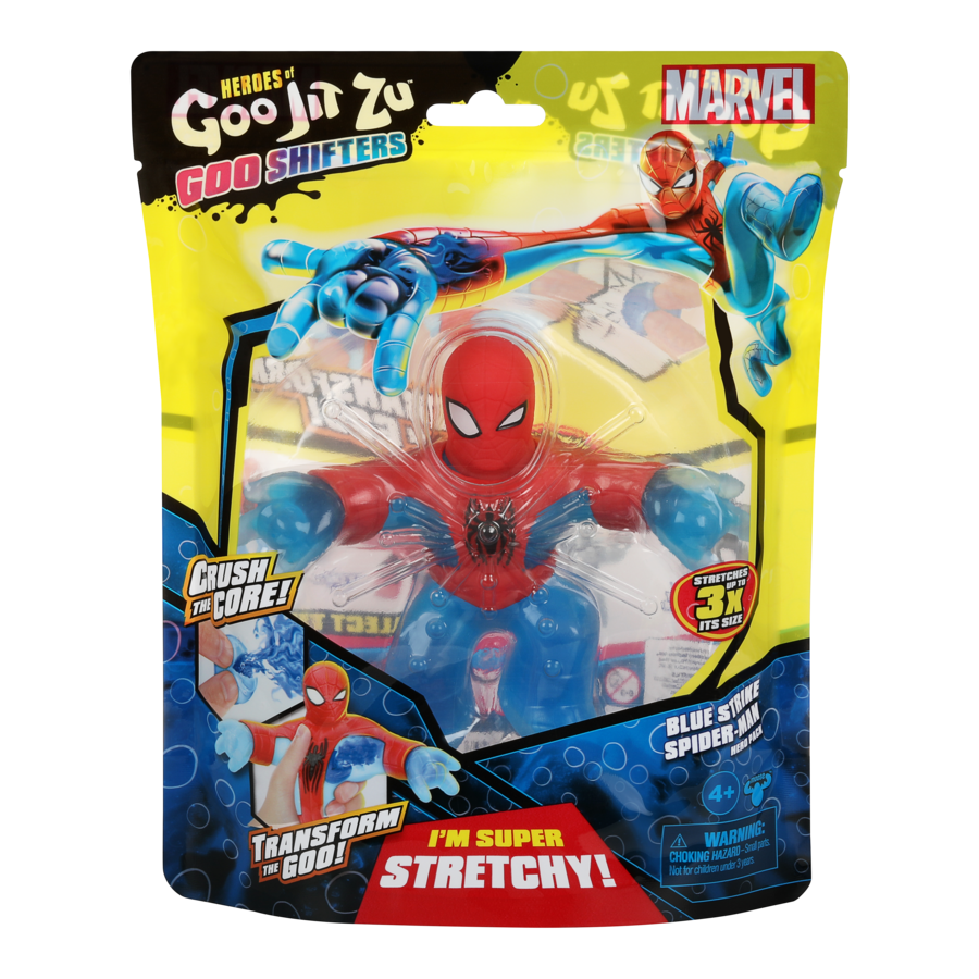 Hot! Heroes Of Goo Jit Zu Marvel S7 - Blue Strike Spider-Man Goo Shifter Toy