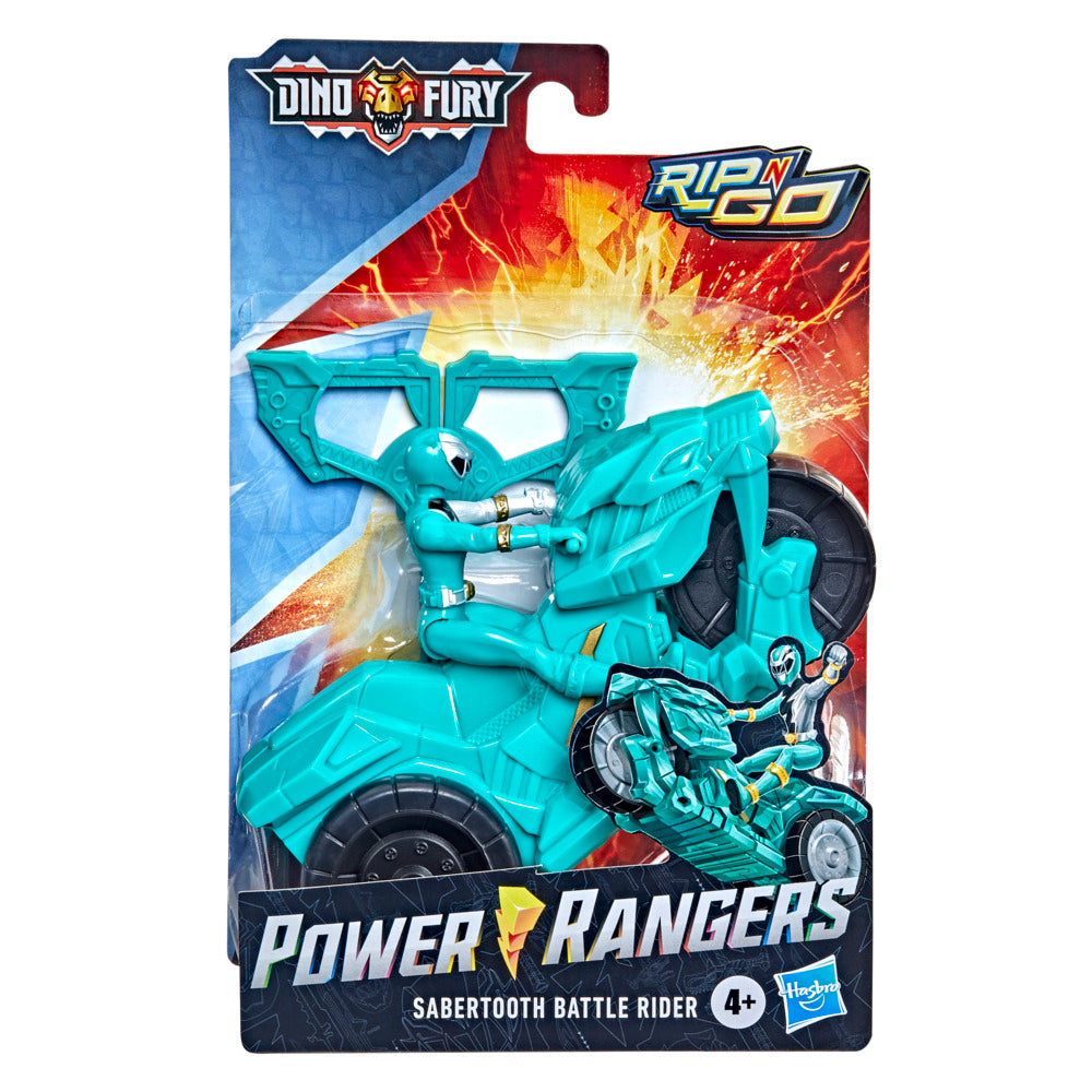 Hasbro Power Rangers Dino Fury 6 - inch Rip N Go Sabertooth Battle Rider Set