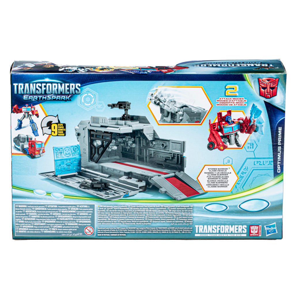 Hot! Transformers Earthspark Optimus Prime Battle Base Trailer Playset