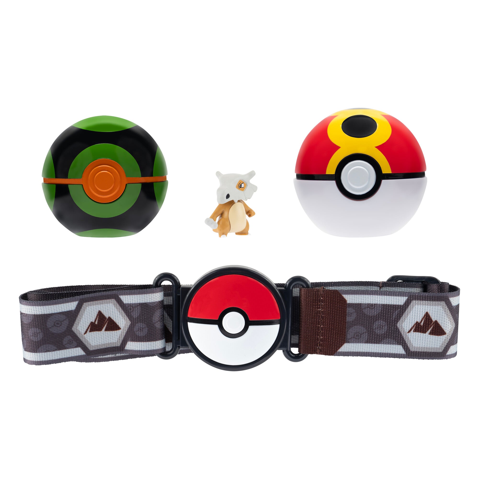 Adjustable Pokemon Clip N Go Poke Ball Belt Set with Repeat & Dusk Balls and Cubone Figure