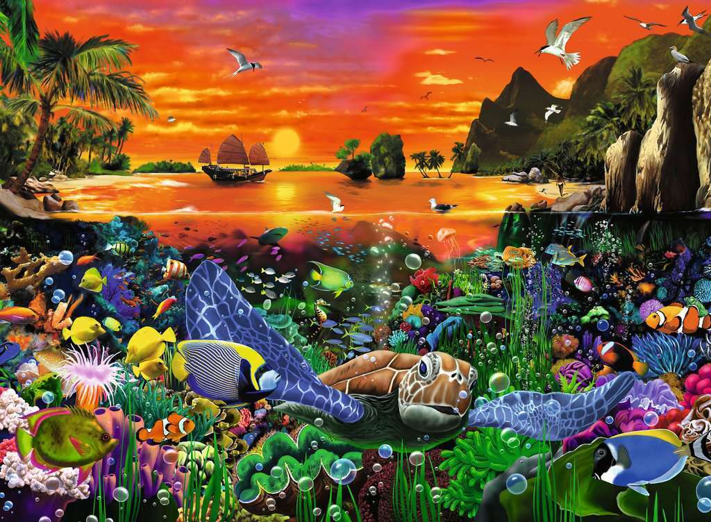 Ravensburger 500 - Piece Artistic Turtle In The Reef Puzzle