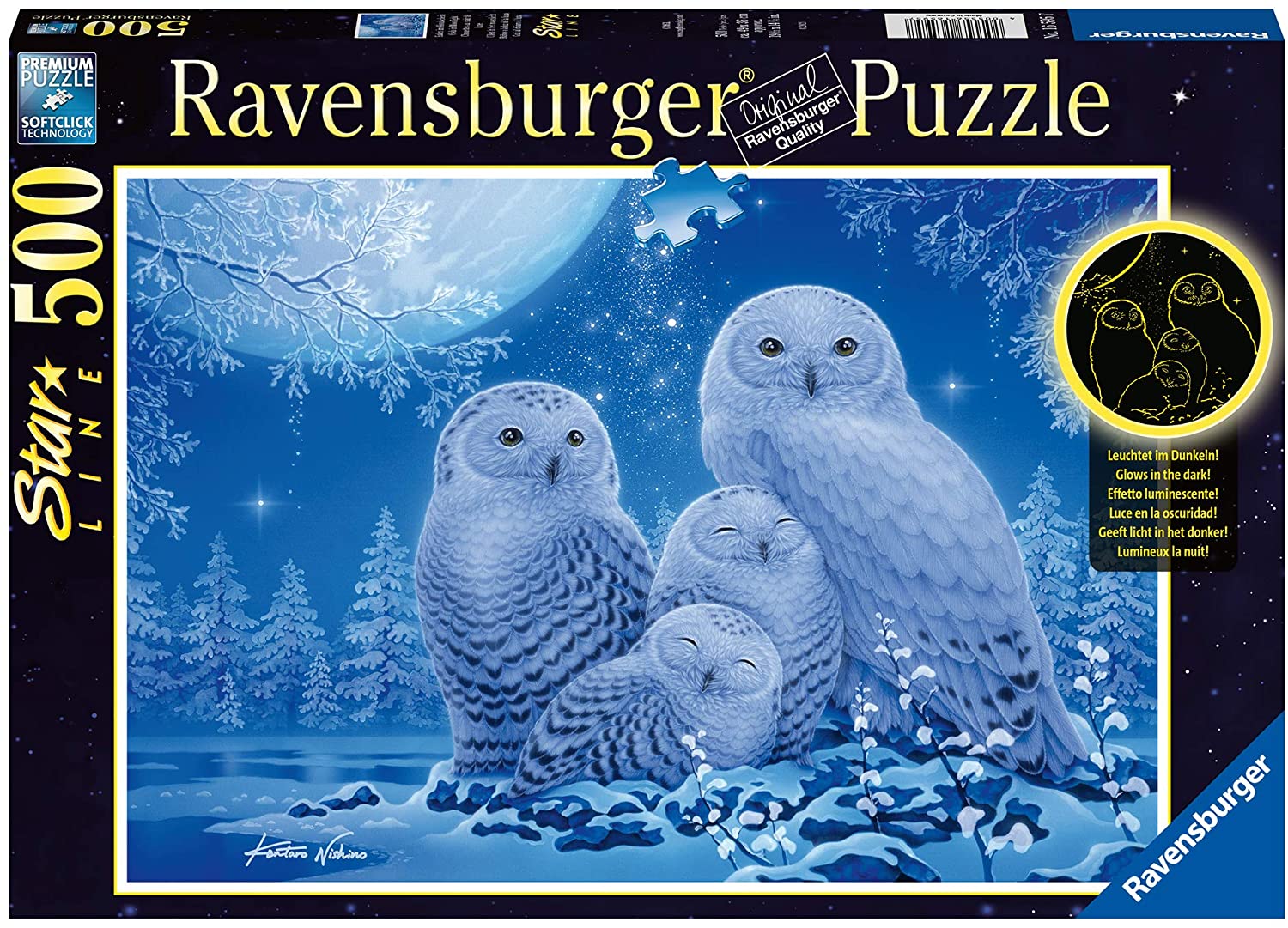 Ravensburger 500-Piece Owls in the Moonlight Jigsaw Puzzle from Starline Series - Premium Quality Fun!