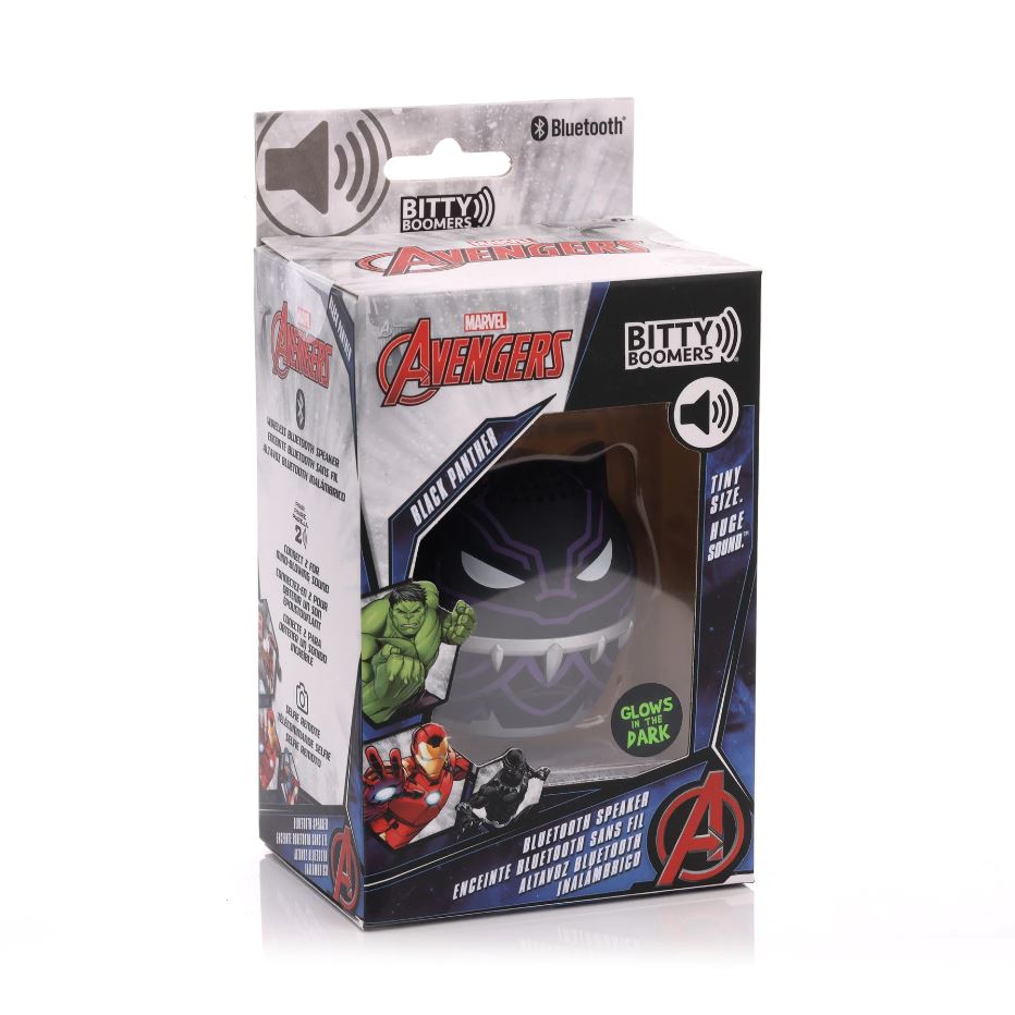Marvel Bitty Boomers Black Panther Glow-in-the-Dark Portable Bluetooth Speaker - Collectible Gem