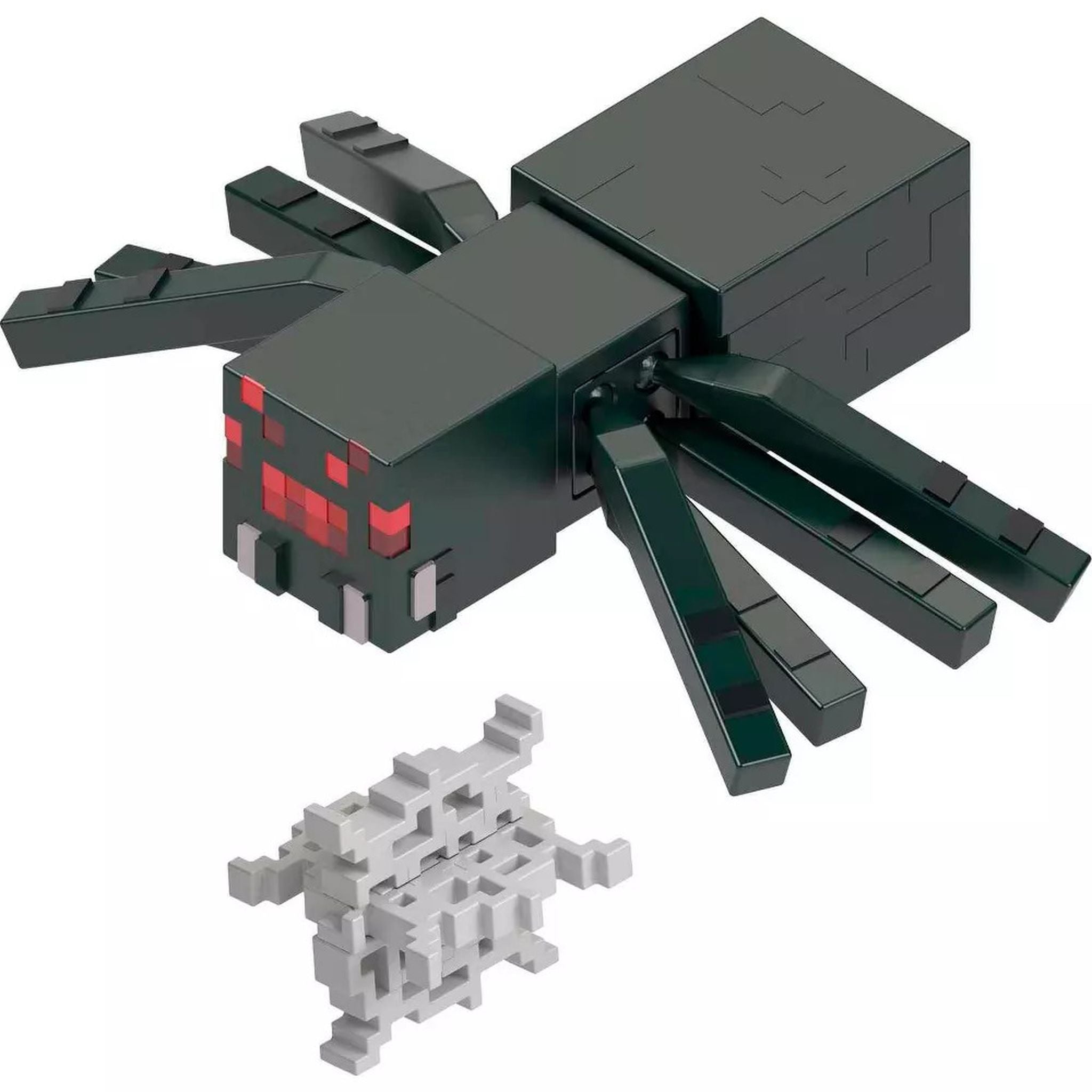 Authentic Minecraft Pixelated Cave Spider Action Figure with Build-A-Portal Piece