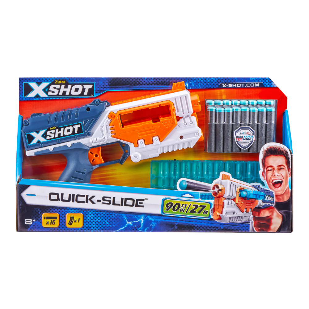ZURU X Shot Excel Quick Slide: 16 Darts Foam Blaster for Epic Battles