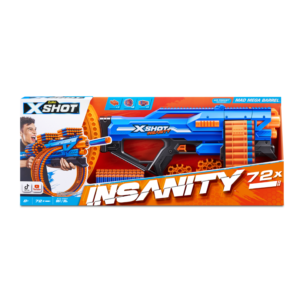 Hot Deal! ZURU X Shot Insanity Mega Barrel Blaster Set with 72 Darts