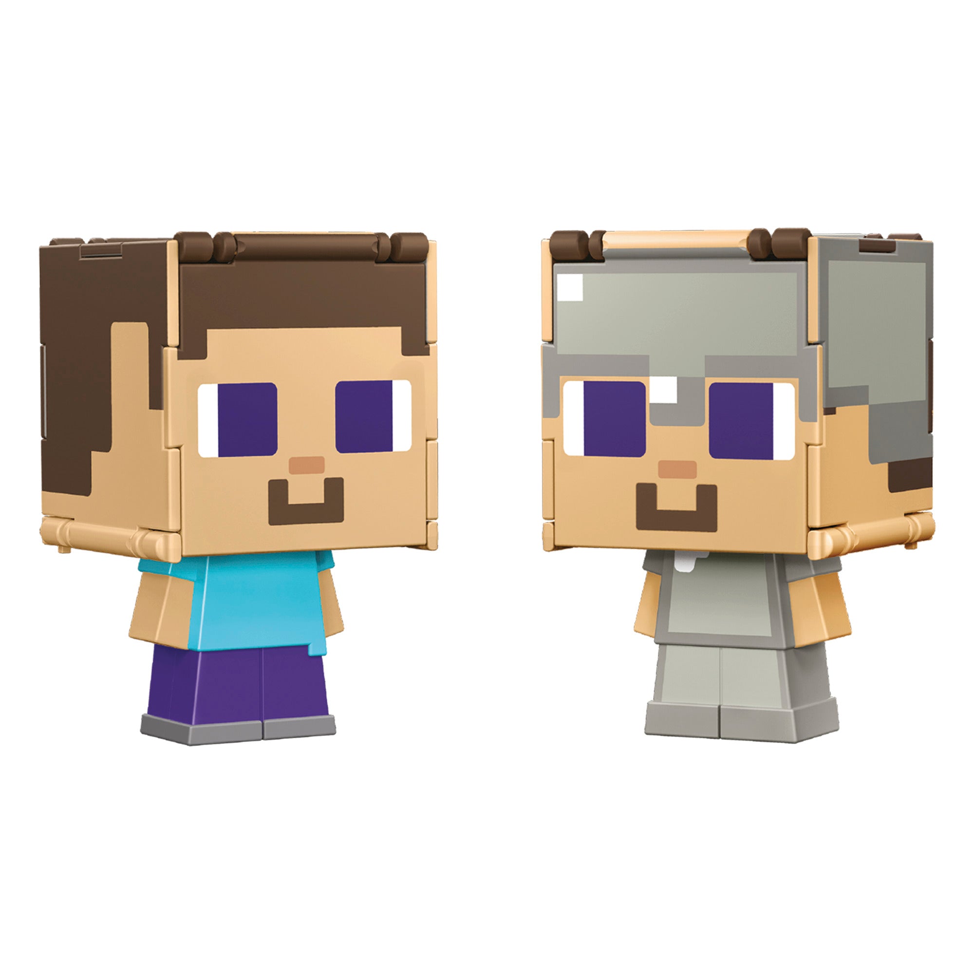 Hot Sale! Minecraft Flippin' Figs - Collectible Steve and Steve in Iron Armor Figures
