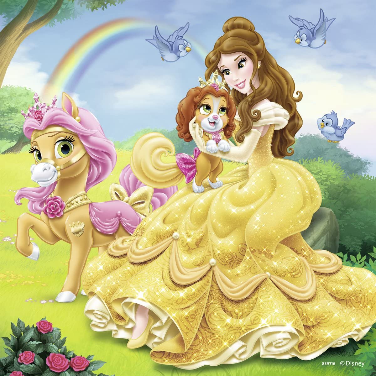 Ravensburger Disney Puzzle: Belle, Cinderella & Rapunzel - 3 Sets of 49 Pieces, Ideal Gift!