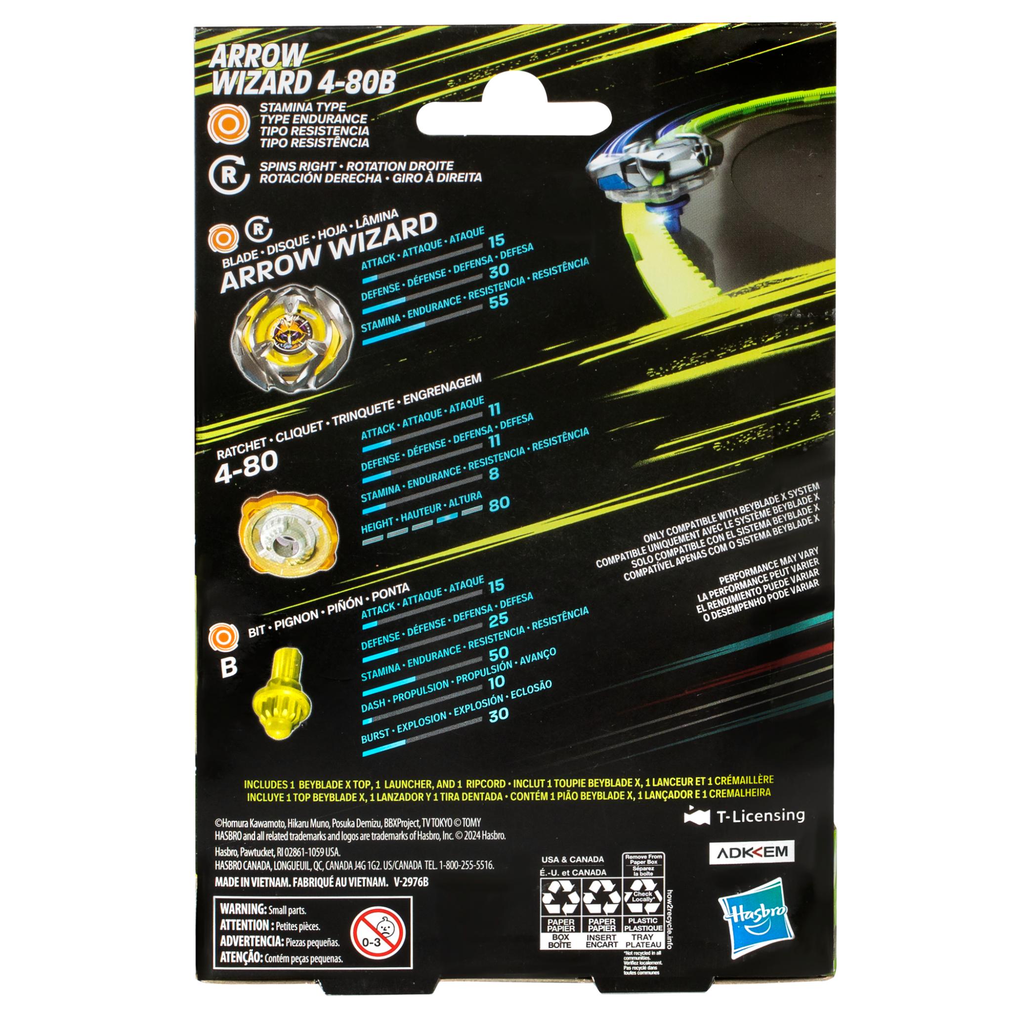 Beyblade X Starter Pack - Arrow Wizard 4-80B Right-Spin Stamina Top Set