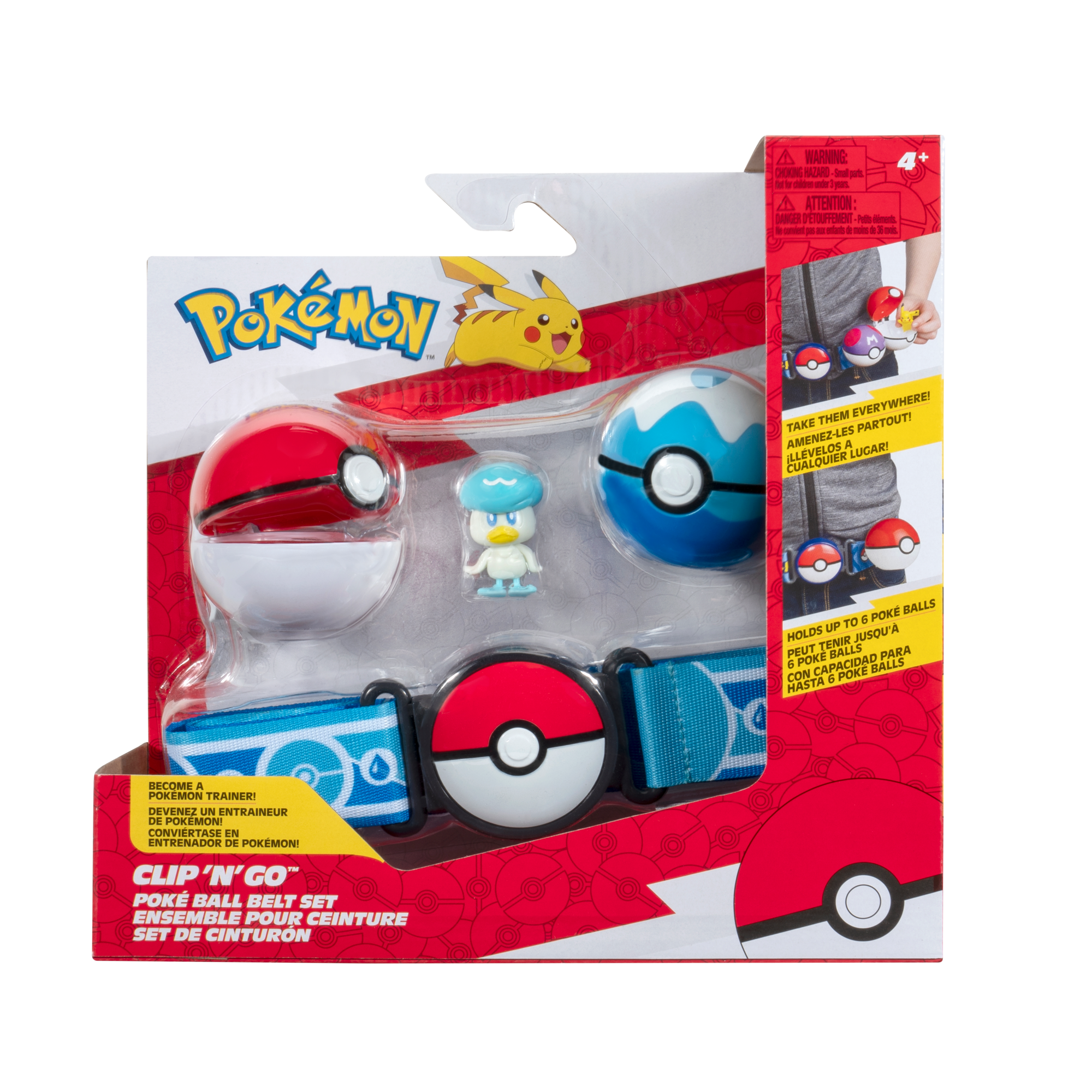Hot! Pokemon Clip N Go Poke Ball Belt Set with Quaxly