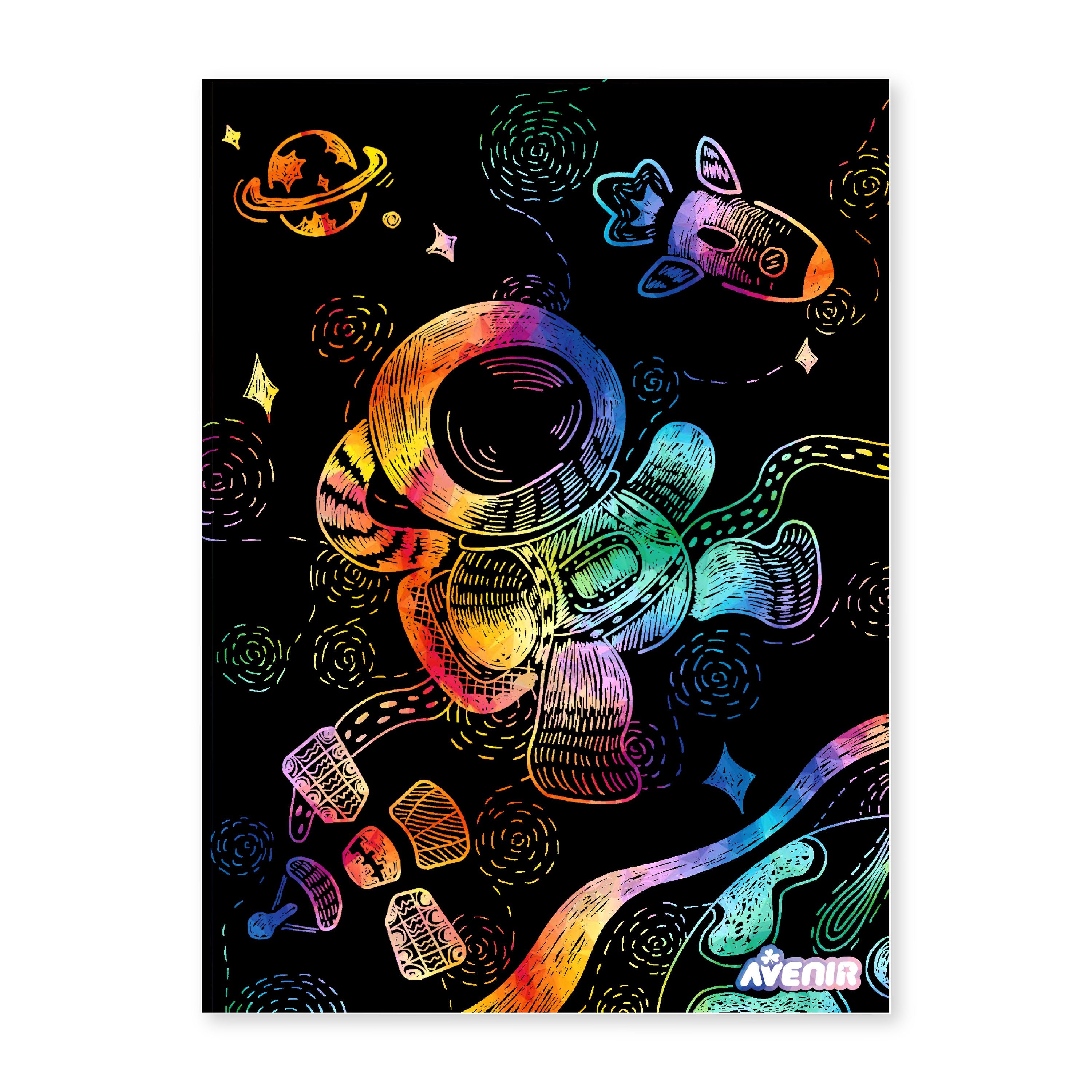 Amazing Space Scratch Drawing Kit with 8 Space-themed Stencils - Great for Kids!