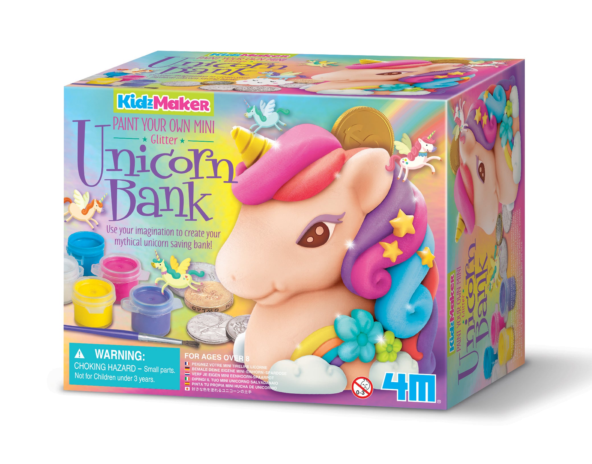 4M Kidzmaker Shiny Unicorn Money Saving Bank for Kids Aged 5 and Up