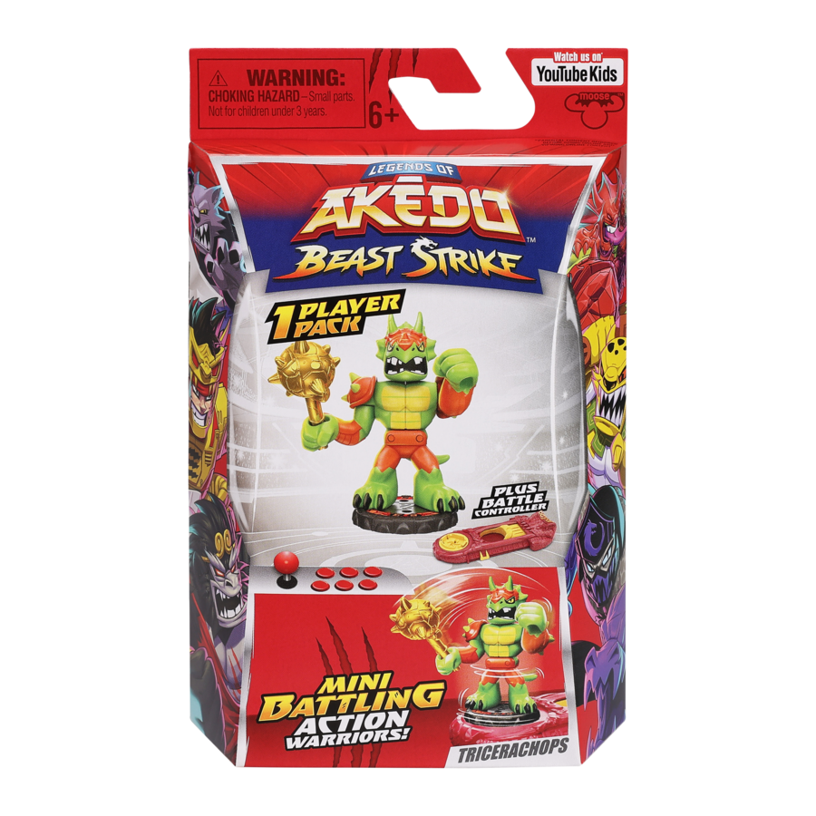 Akedo Beast Strike 1-Player Pack with Tricerachops Battle Controller - Exclusive Deal