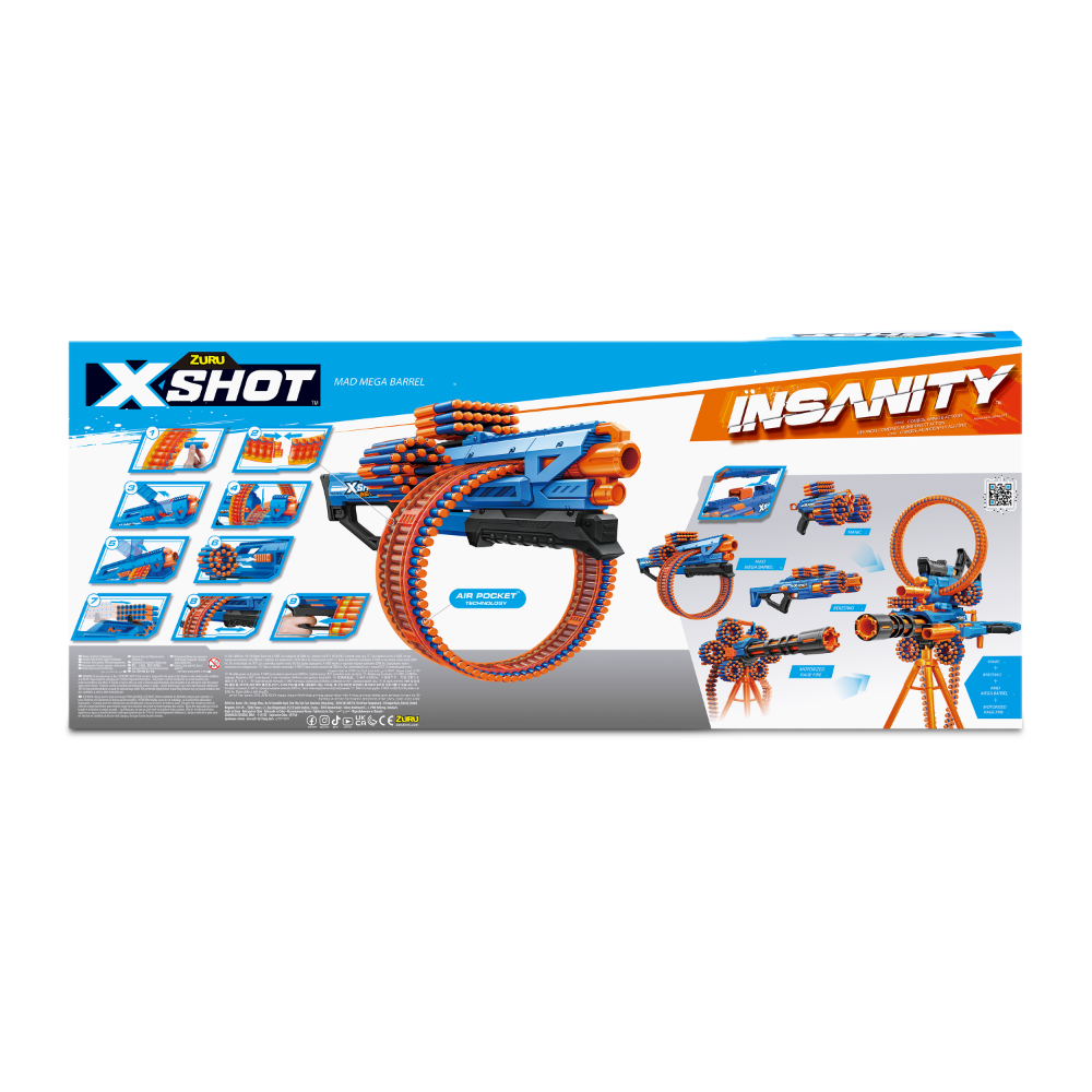 Hot Deal! ZURU X Shot Insanity Mega Barrel Blaster Set with 72 Darts