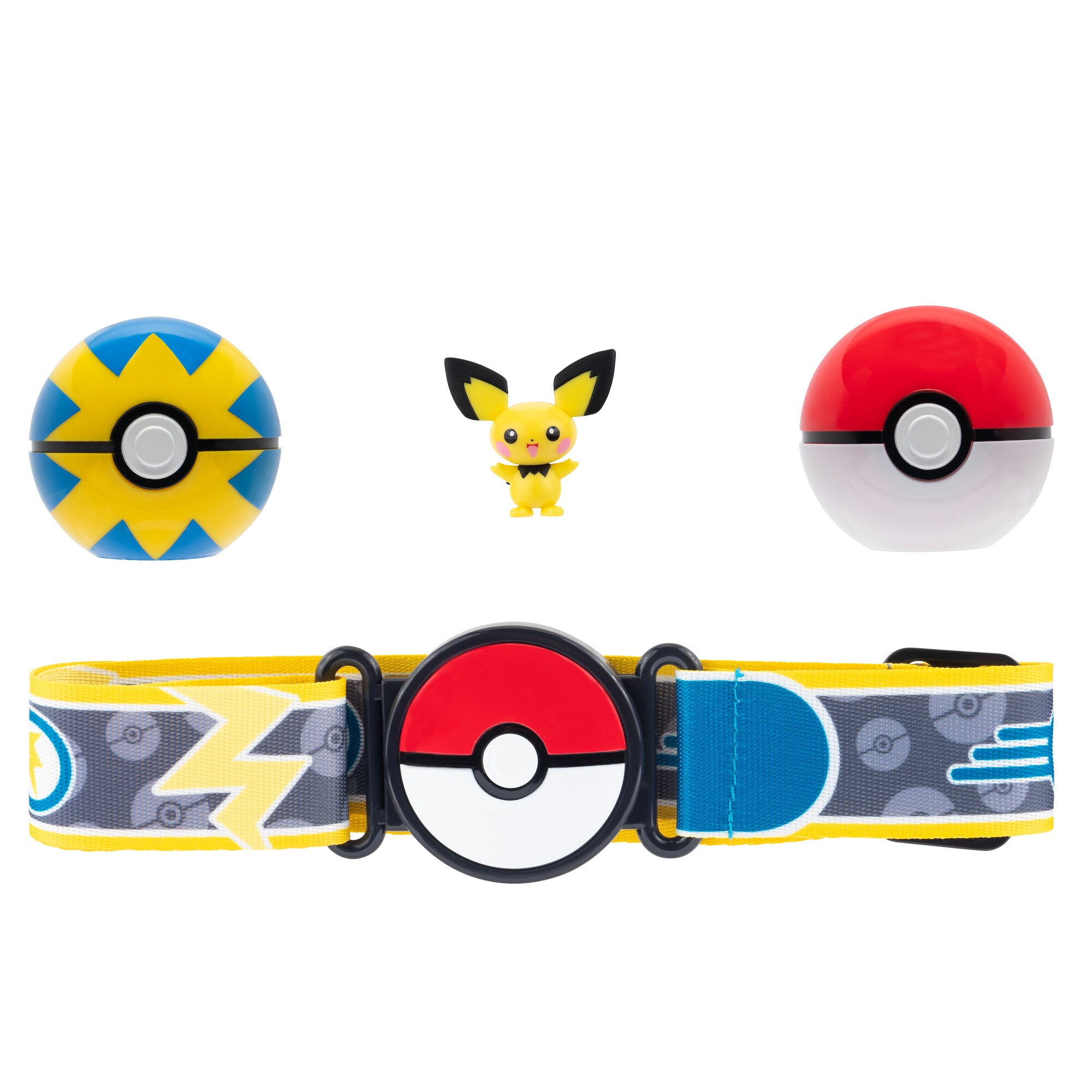 Adjustable Pokemon Clip N Go Poke Ball Belt Set with Pichu Figure
