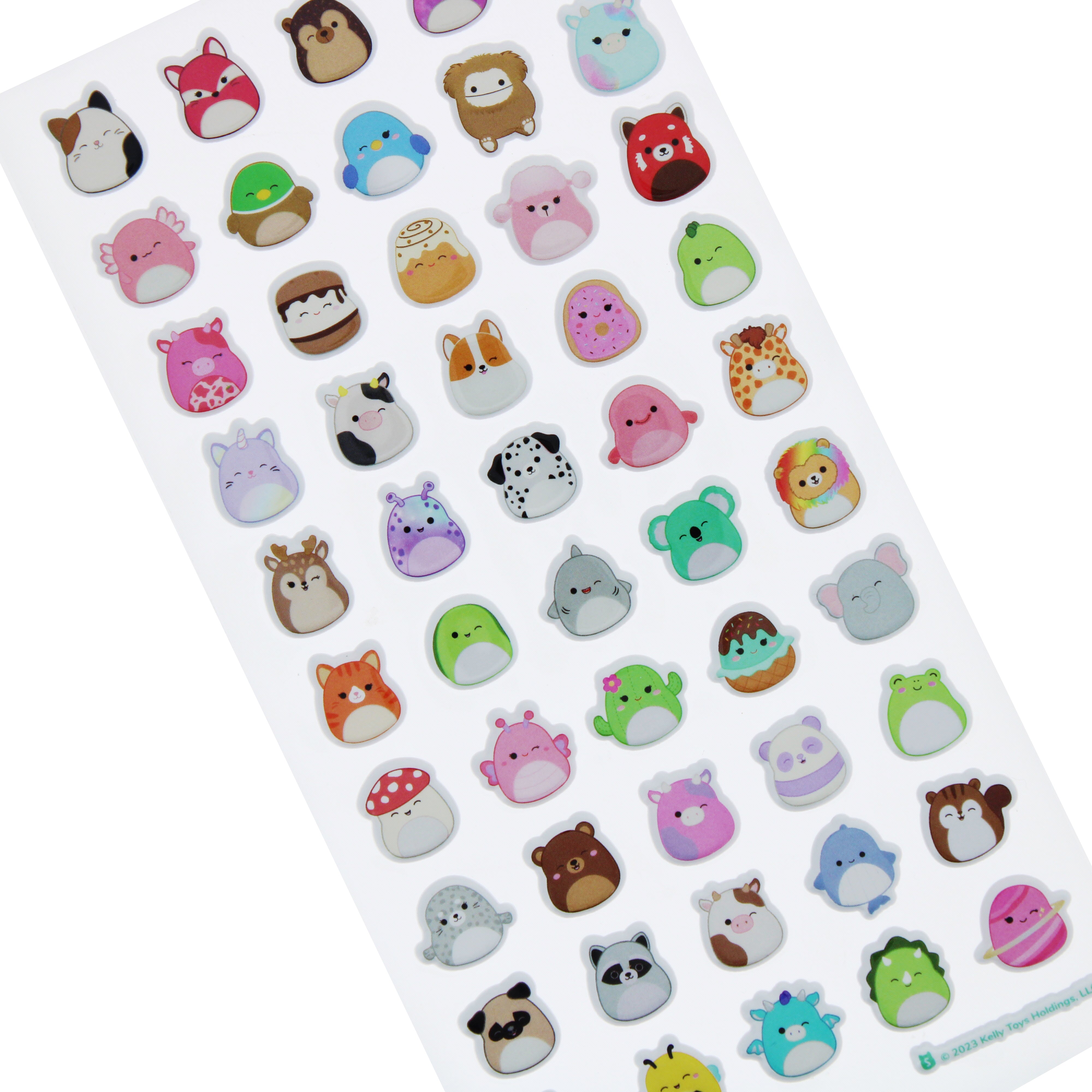 50-Piece Squishmallows Puffy PVC Sticker Sheet for Custom Crafts