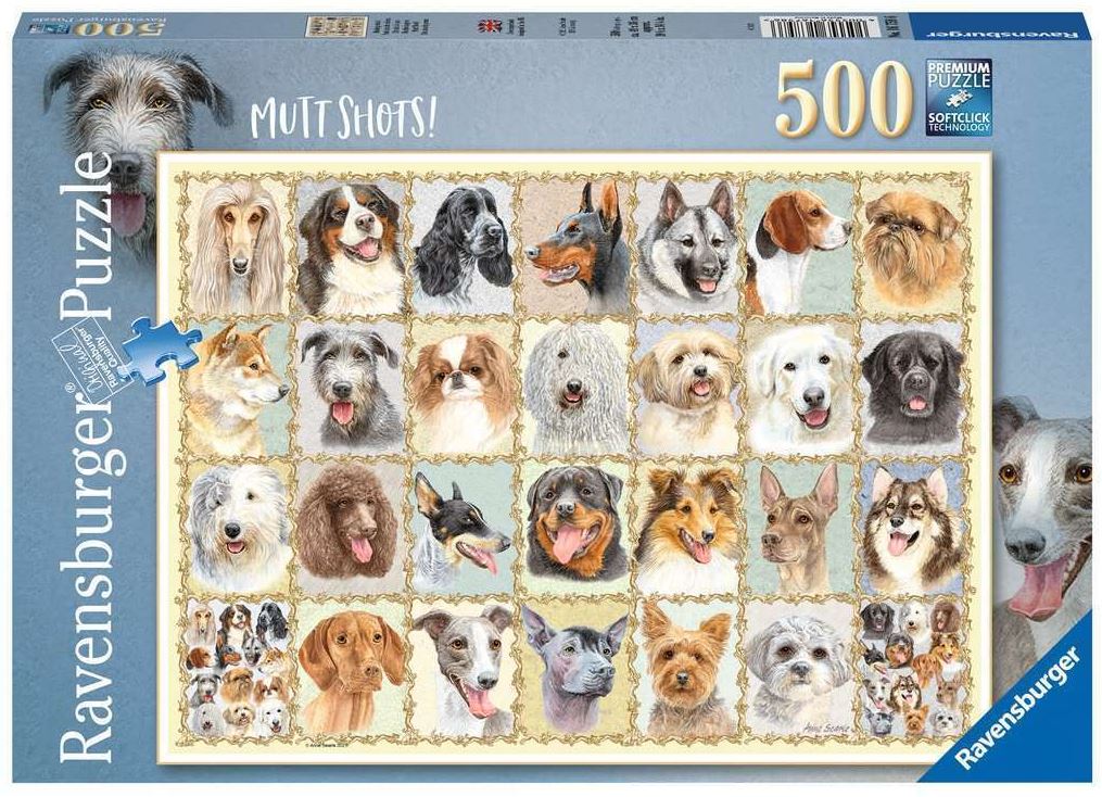 Ravensburger 500-Piece Mutt Shots! Puzzle - Engaging Canine Portrait Puzzle