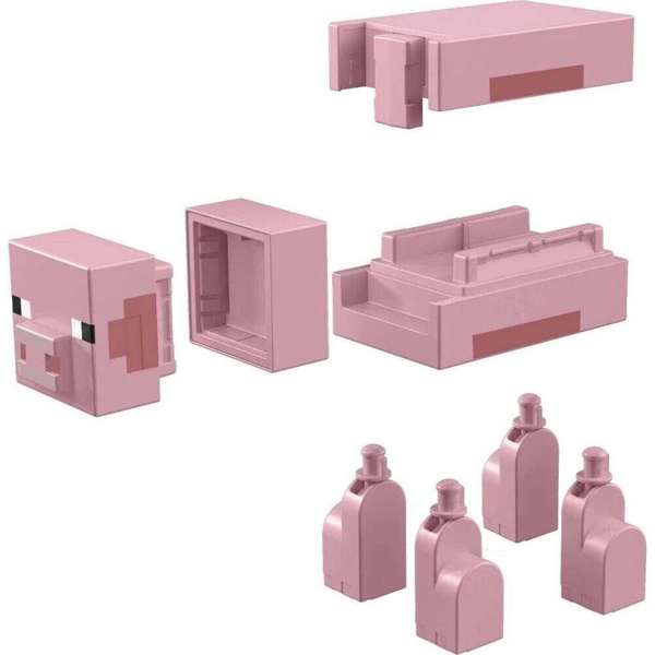 Authentic Minecraft Pig Fusion Figures for Interactive Building Fun