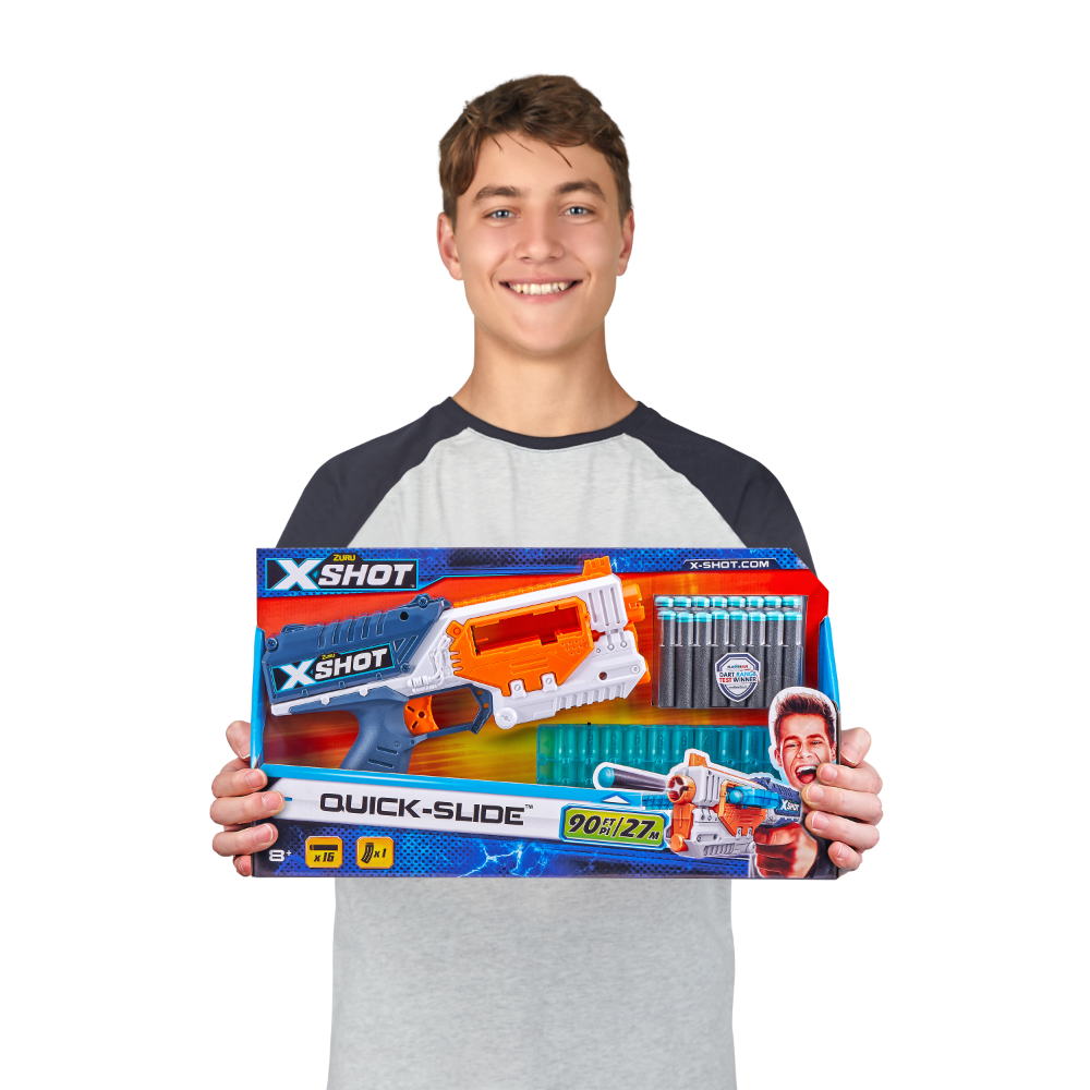 ZURU X Shot Excel Quick Slide: 16 Darts Foam Blaster for Epic Battles