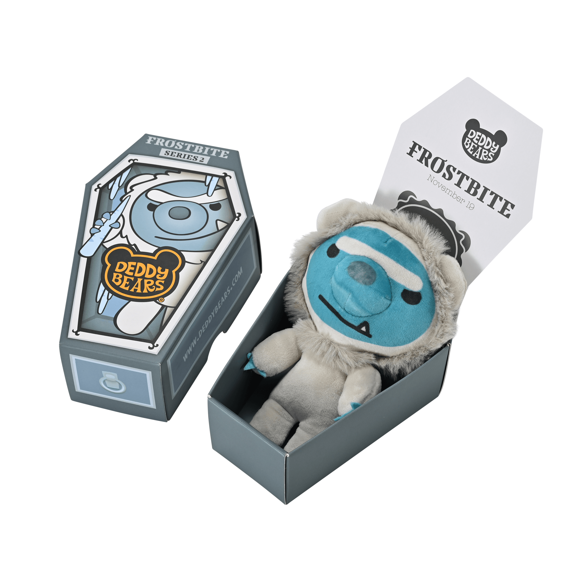 Hot Sale! 14cm Frostbite Deddy Bears Plush Toys in Coloured Coffins - Series 2