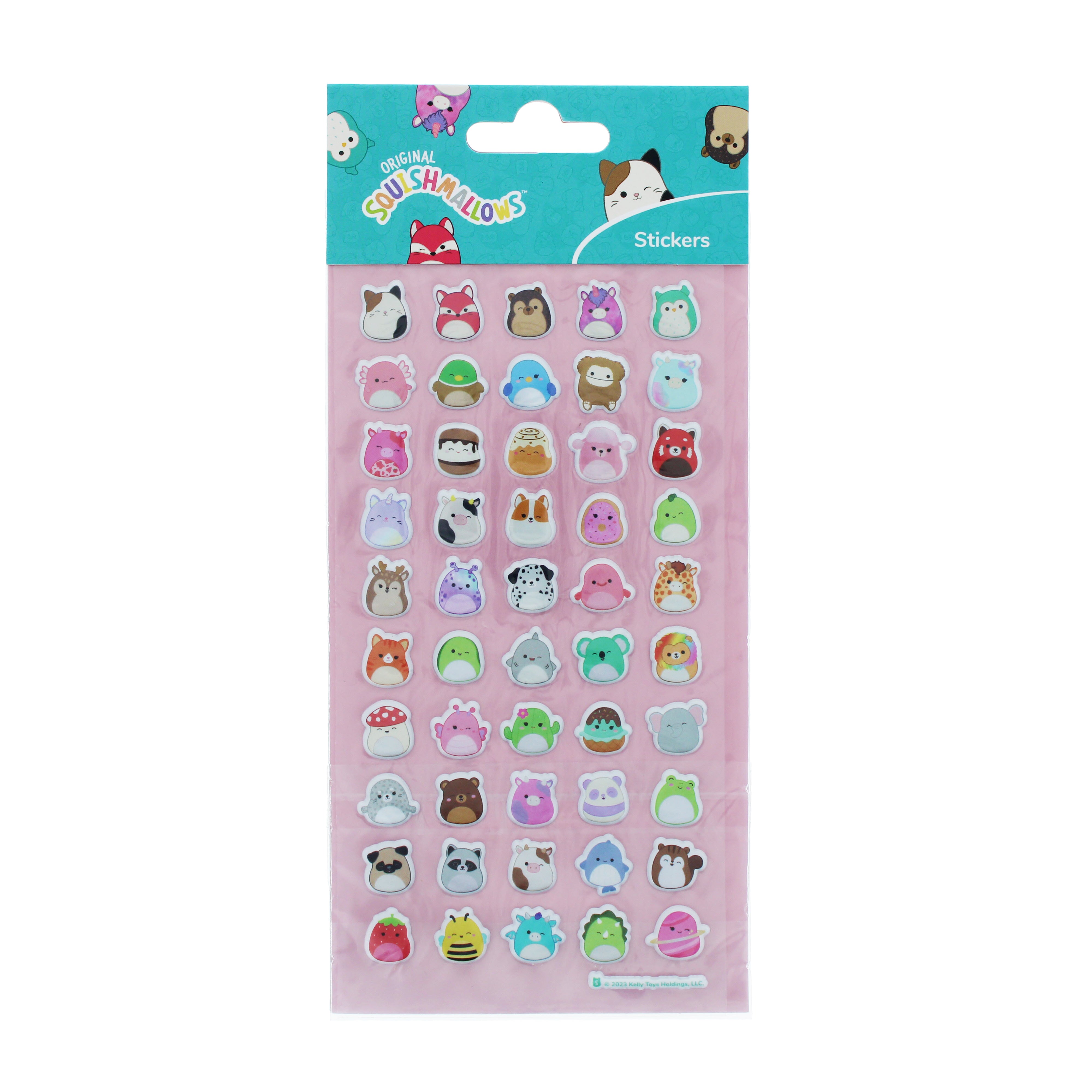 50-Piece Squishmallows Puffy PVC Sticker Sheet for Custom Crafts
