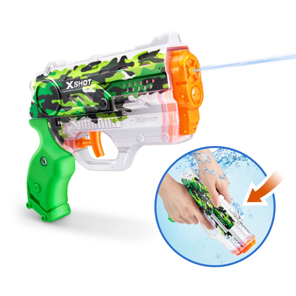 ZURU X Shot Nano Fast Fill Jungle Camo Water Blaster for Quick Summer Fun