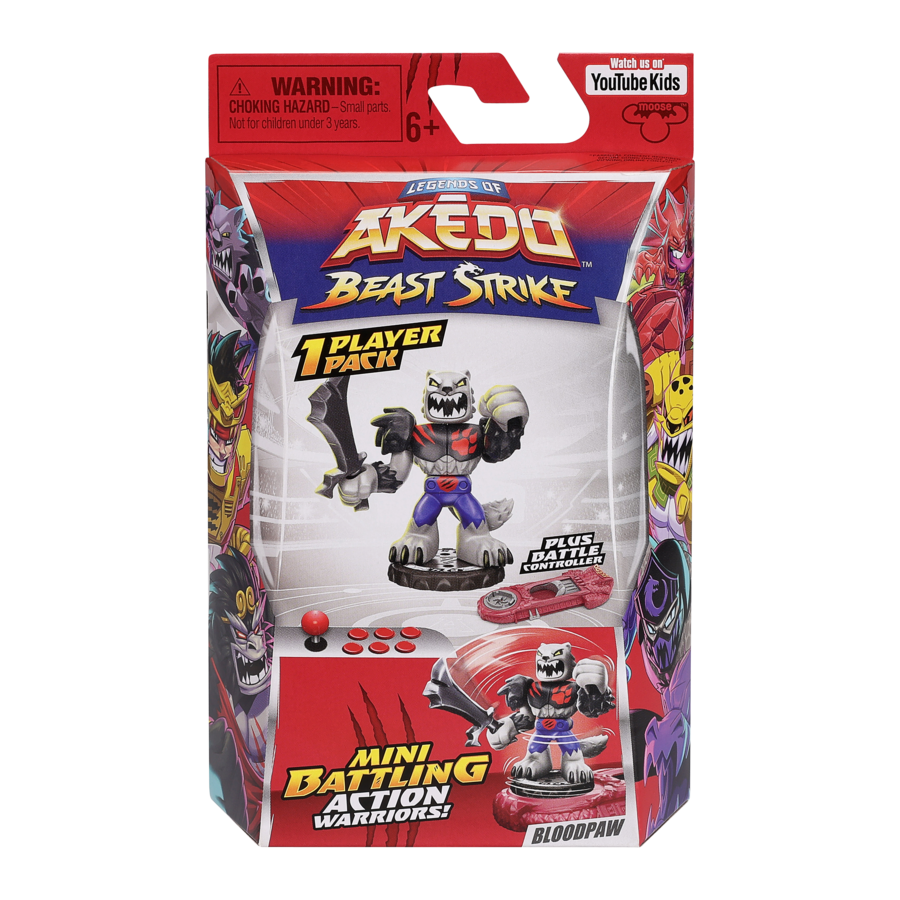 Hot Deal! Akedo Beast Strike 1-Player Pack with Battle Controller - Bloodpaw Character
