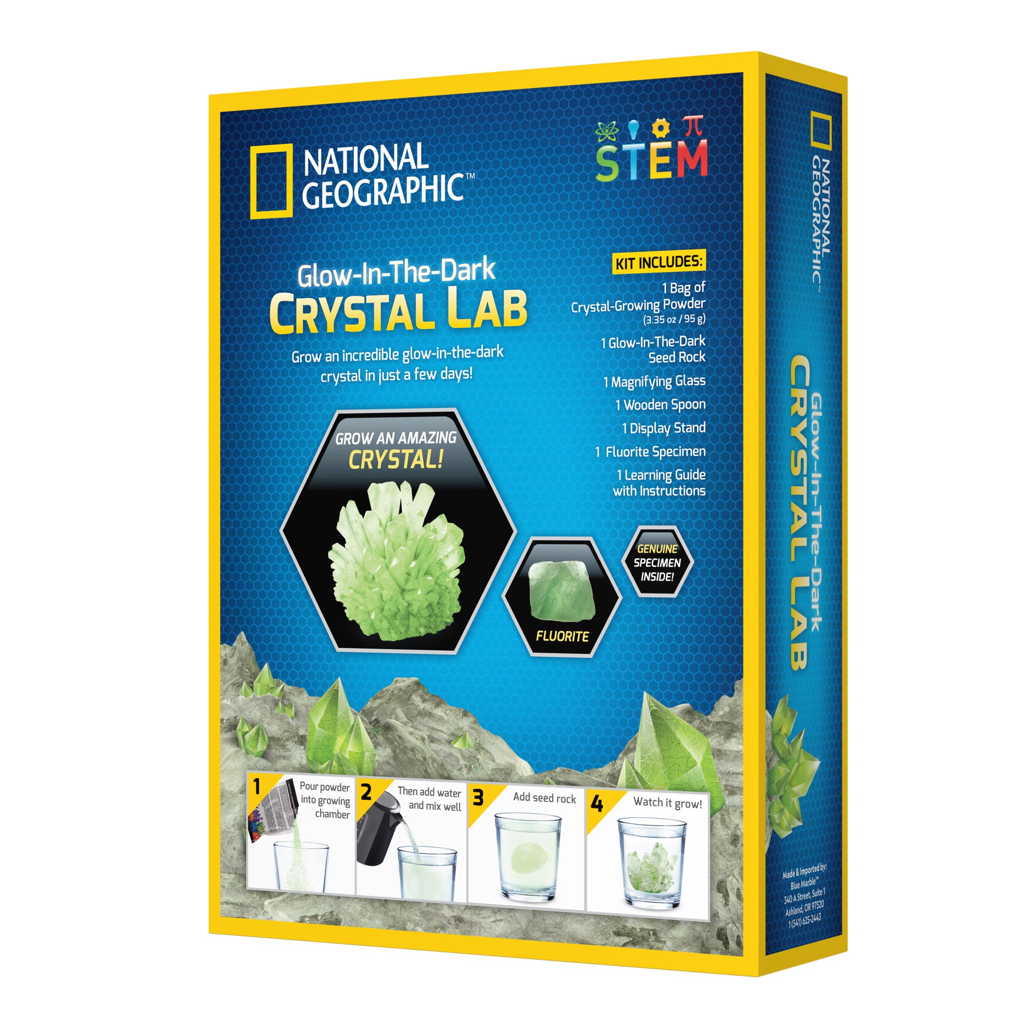 National Geographic Green Glow-in-the-Dark Crystal Growth Kit with Learning Guide