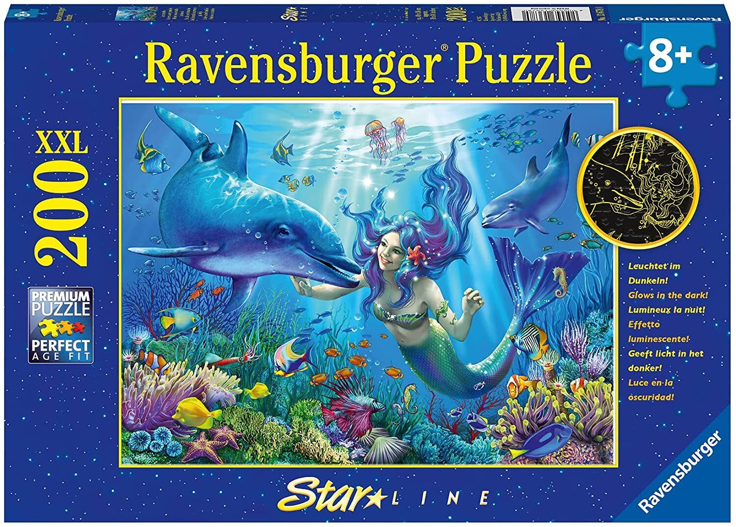 Ravensburger Glow - in - the - Dark Underwater Paradise 200 - Piece XXL Puzzle, Great for Ages 8+