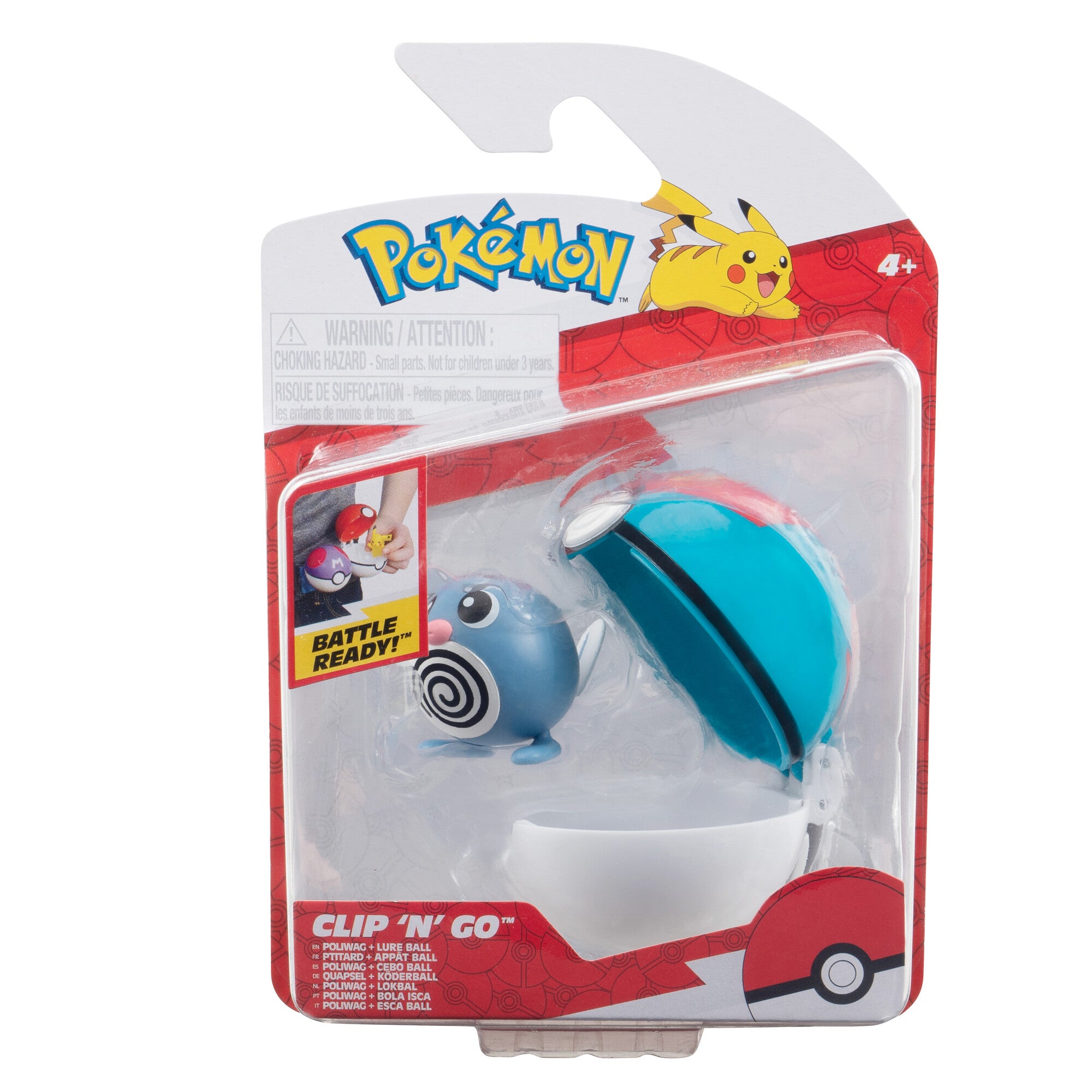 Hot! Pokemon Clip N Go Poliwag with Lure Ball
