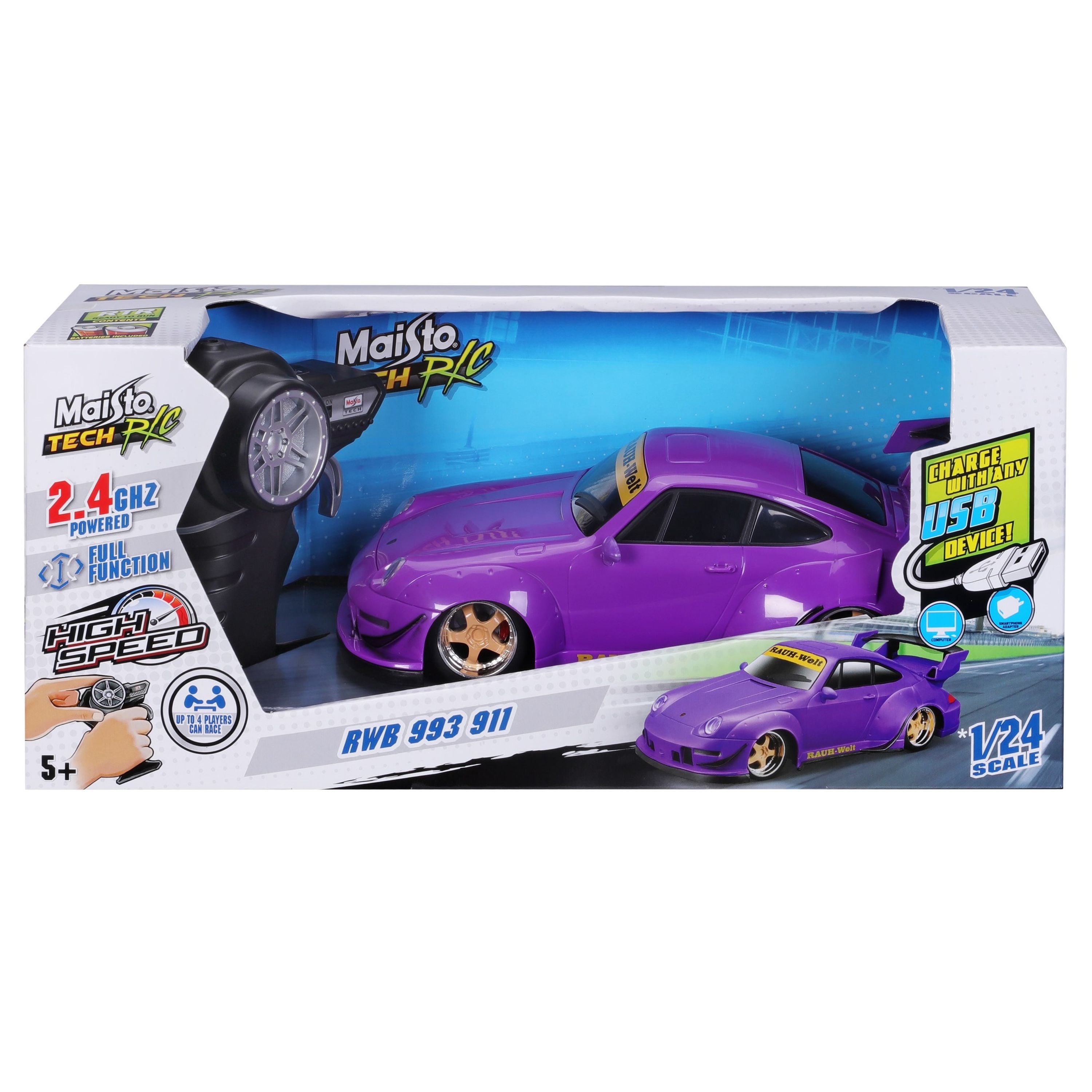 Maisto Tech Premium 1:24 2.4GHz USB-Rechargeable RC Car RWB 933 911