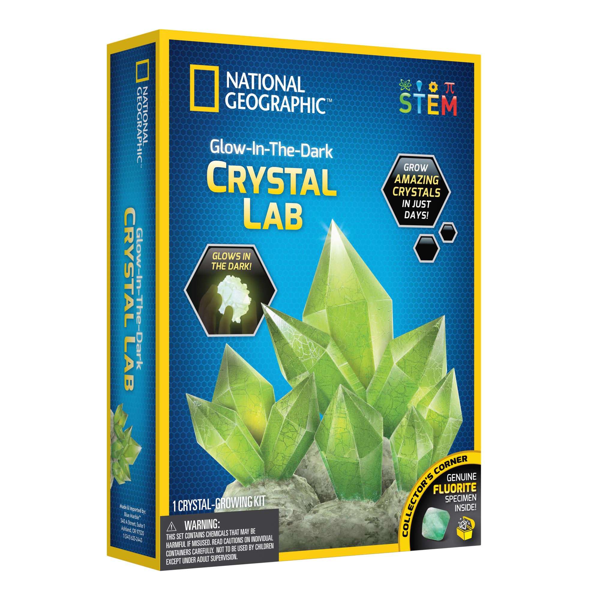 National Geographic Green Glow-in-the-Dark Crystal Growth Kit with Learning Guide