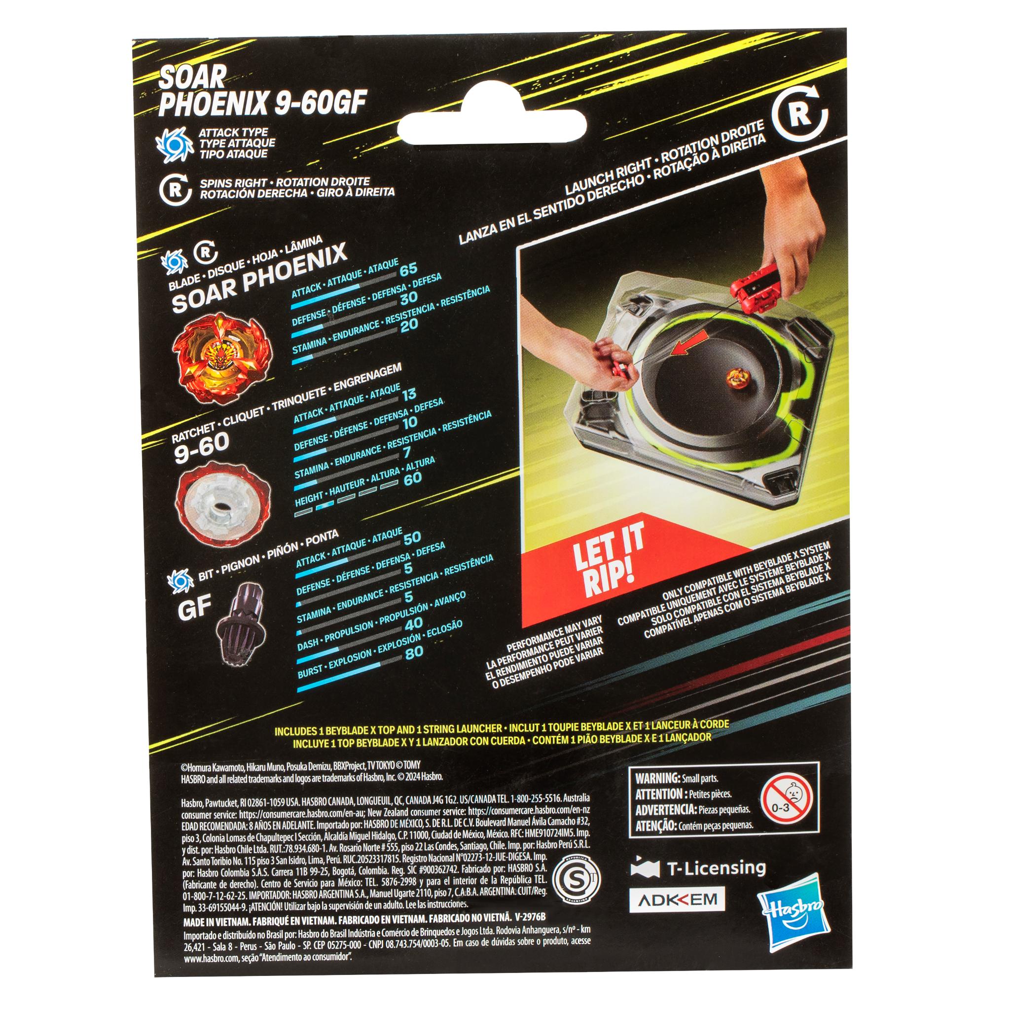 Beyblade X Deluxe Soar Phoenix String Launcher Set with Right - Spinning Top