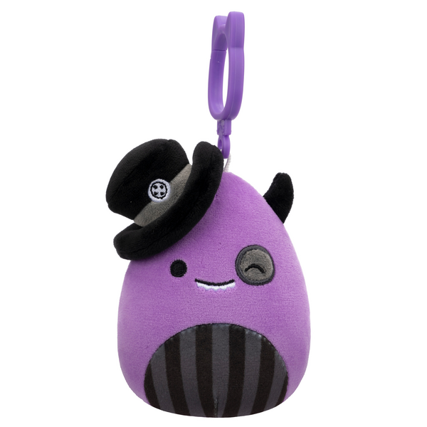 Halloween Special! 3.5-Inch Squishmallows Purple Winking Monster Plush Clip-On with Top Hat