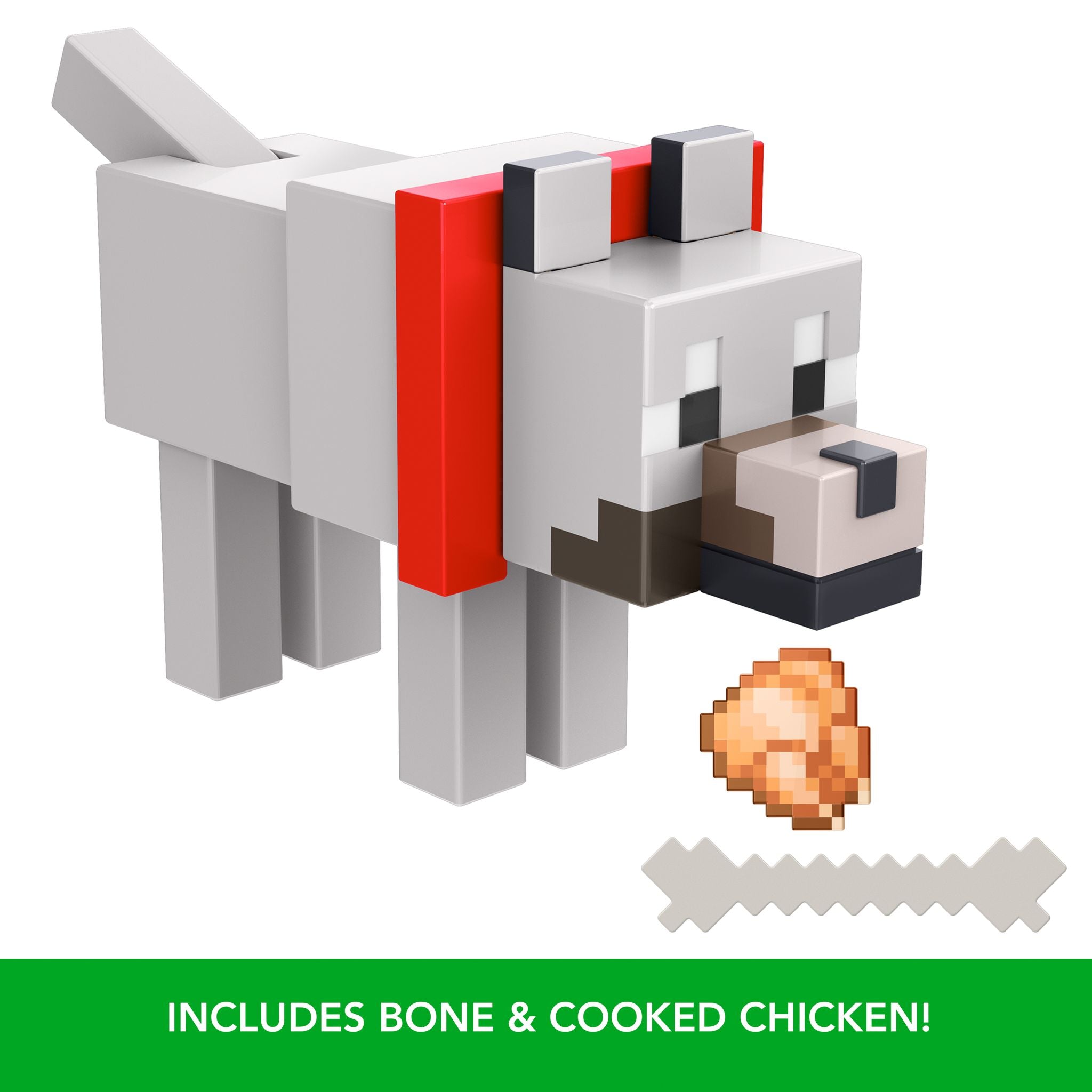 3.25-Inch Authentic Pixelated Tamed Wolf Figure from Minecraft